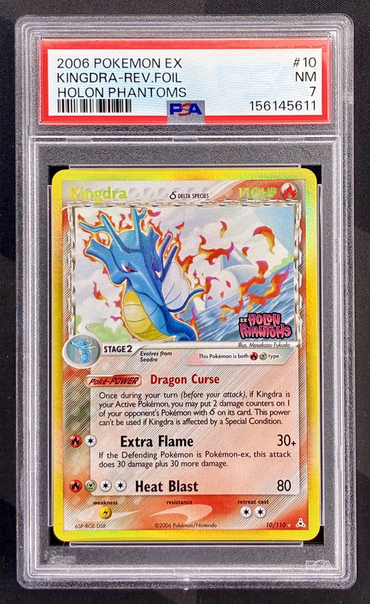 Pokemon Kingdra 10 110 Delta Species Reverse Holo EX Holon Phantoms PSA 7 NM Graded English Pokemon Card Collectible