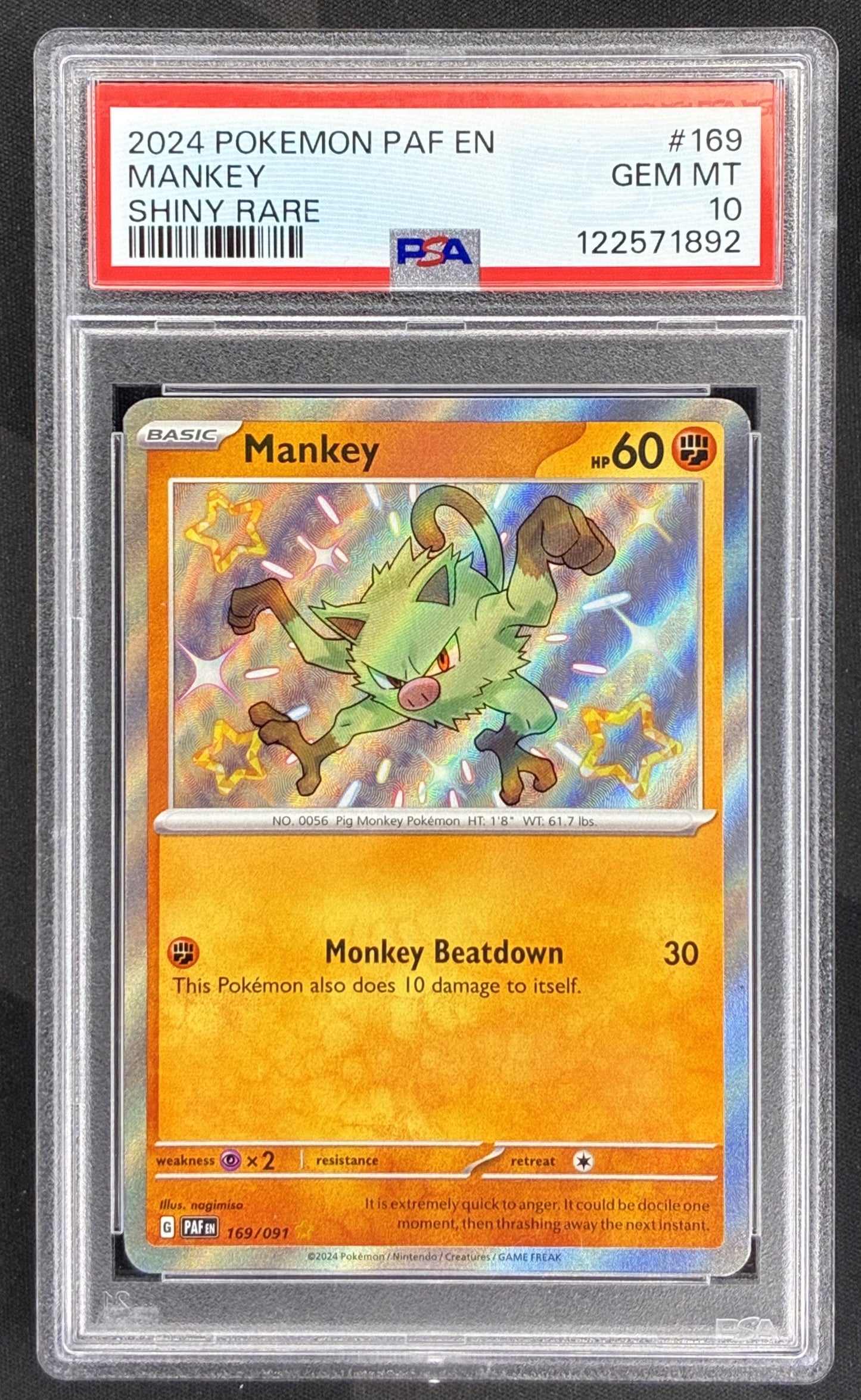Pokemon Mankey 169/091 Illustration Rare PSA 10