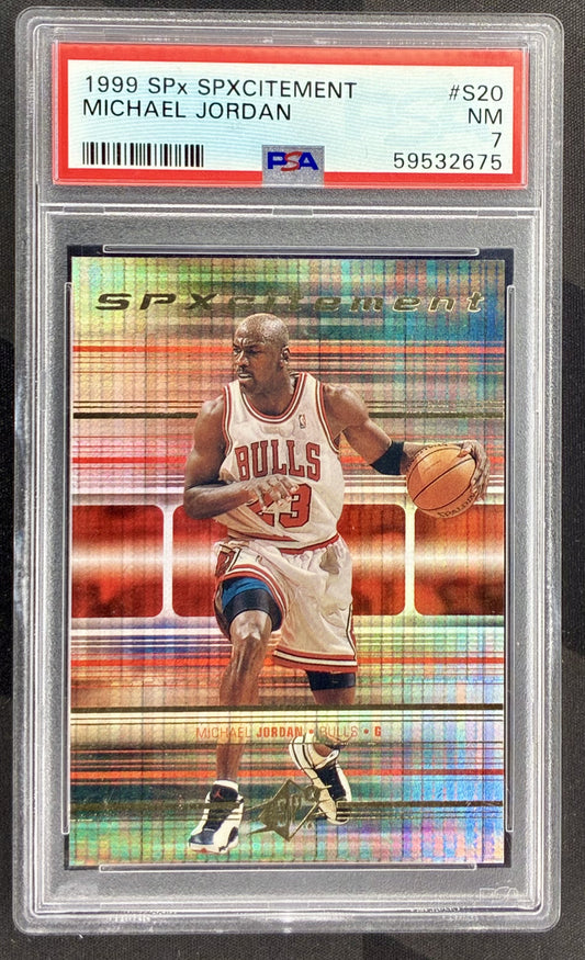 Michael Jordan 1999 SPx SPXcitement PSA 7 Near Mint Chicago Bulls Basketball Card Collectible Graded Card