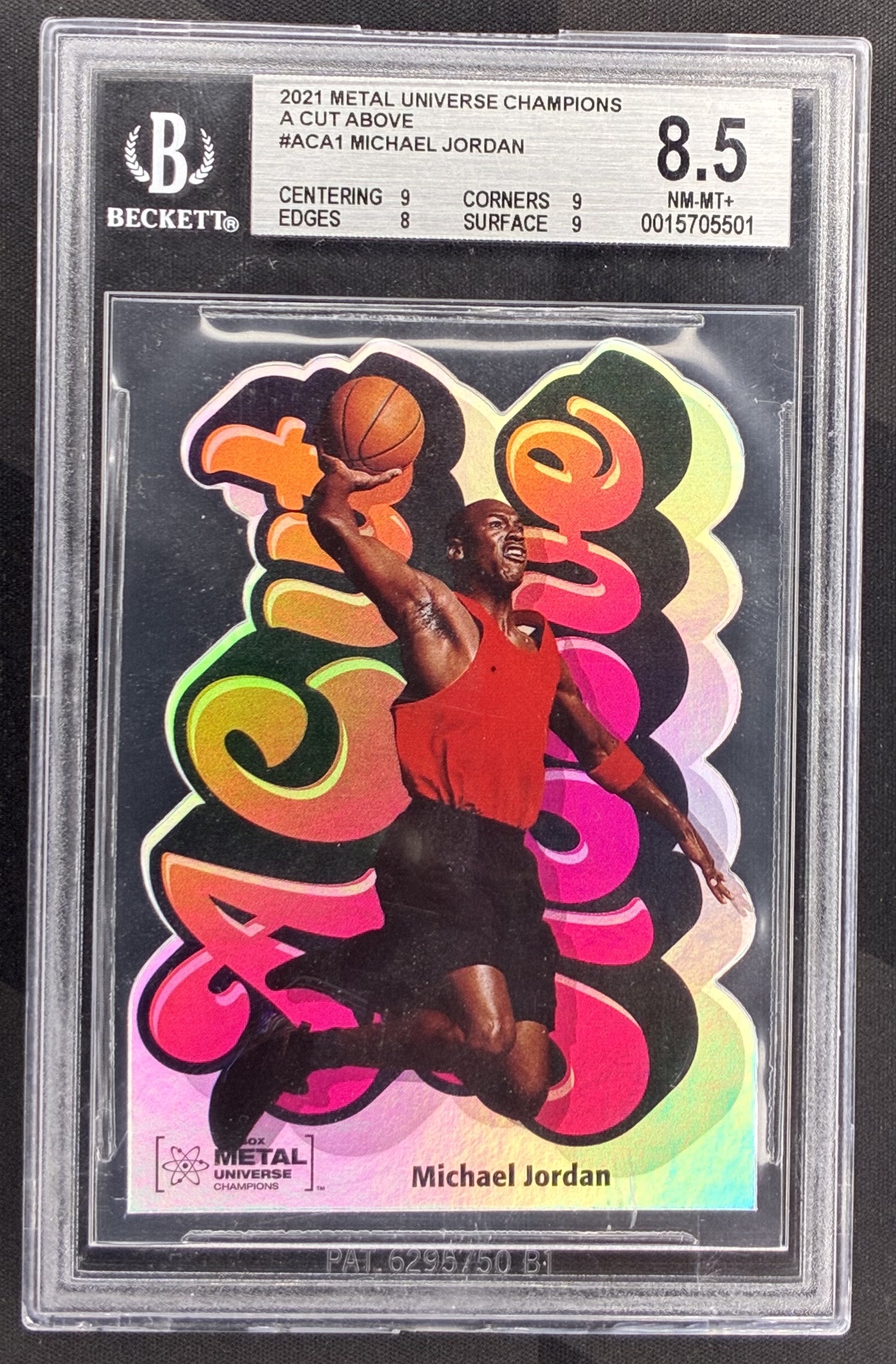 Michael Jordan 2021 Metal Universe Champions A Cut Above ACA-1 Die Cut BGS 8.5 NM MT Plus Basketball Card Collectible Graded Card