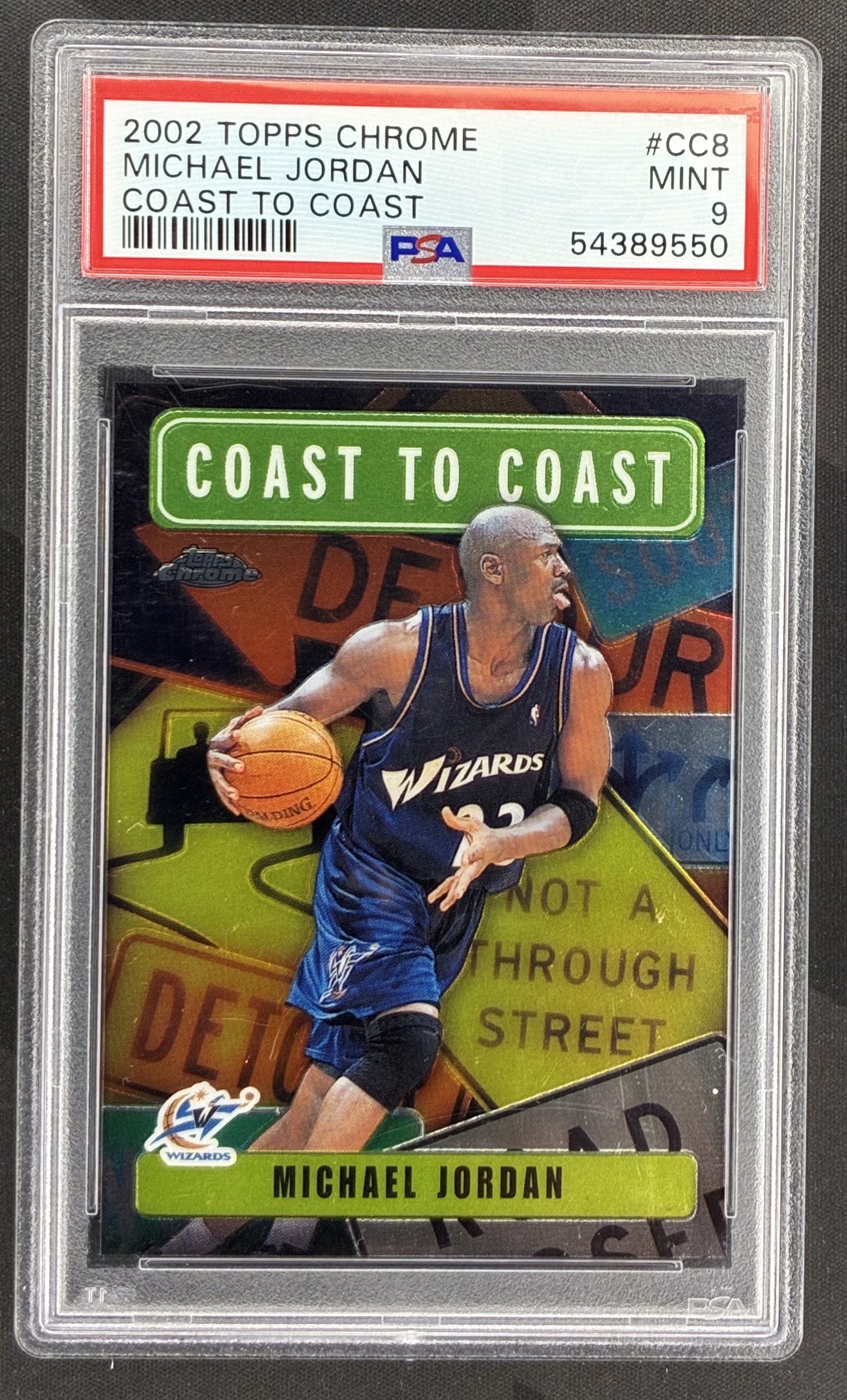 Michael Jordan 2002 Topps Coast to Coast CC8 PSA 9 Mint Washington Wizards Basketball Card Collectible Graded Insert Card