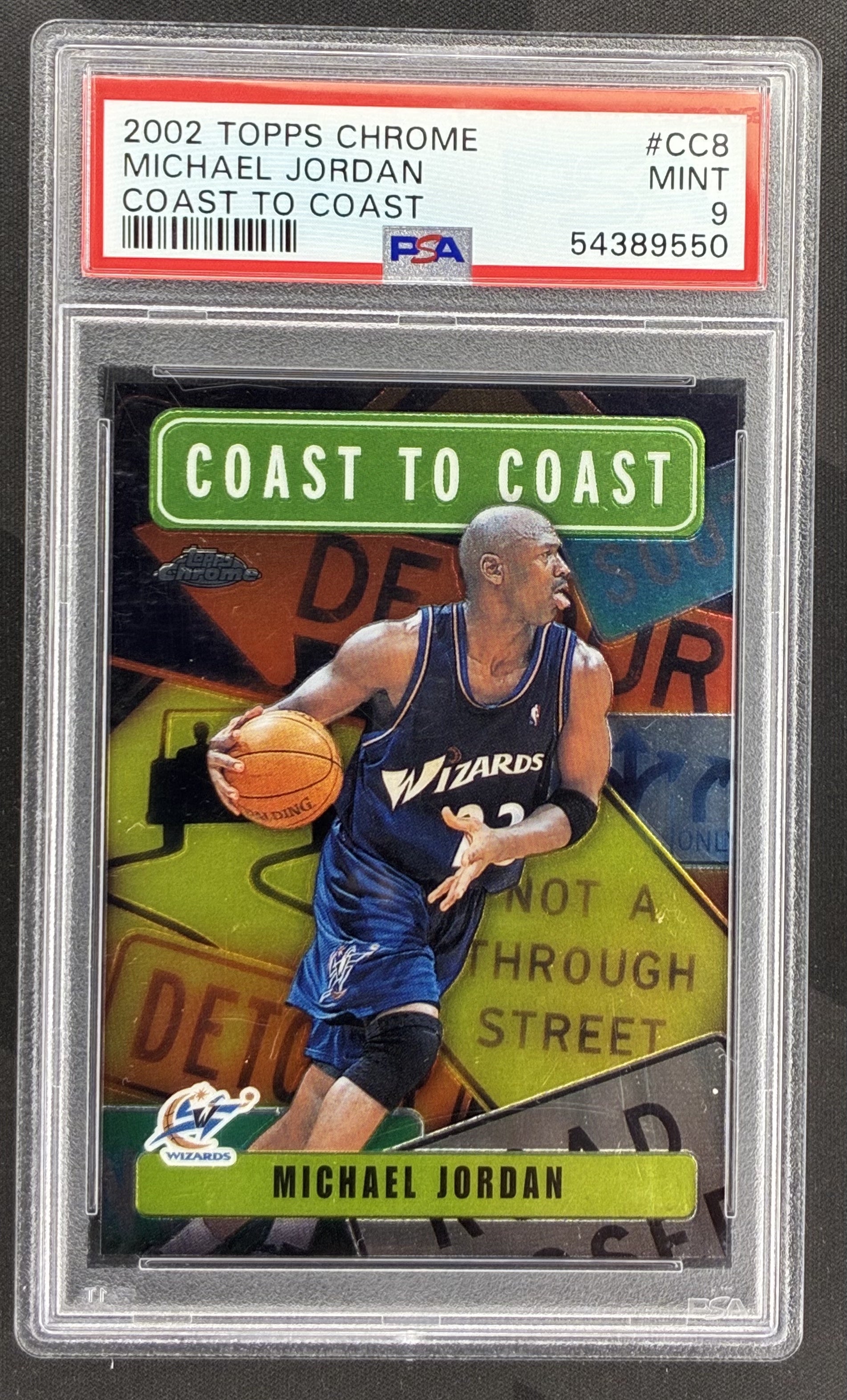 Michael Jordan 2002 Topps Coast to Coast CC8 PSA 9 Mint Washington Wizards Basketball Card Collectible Graded Insert Card