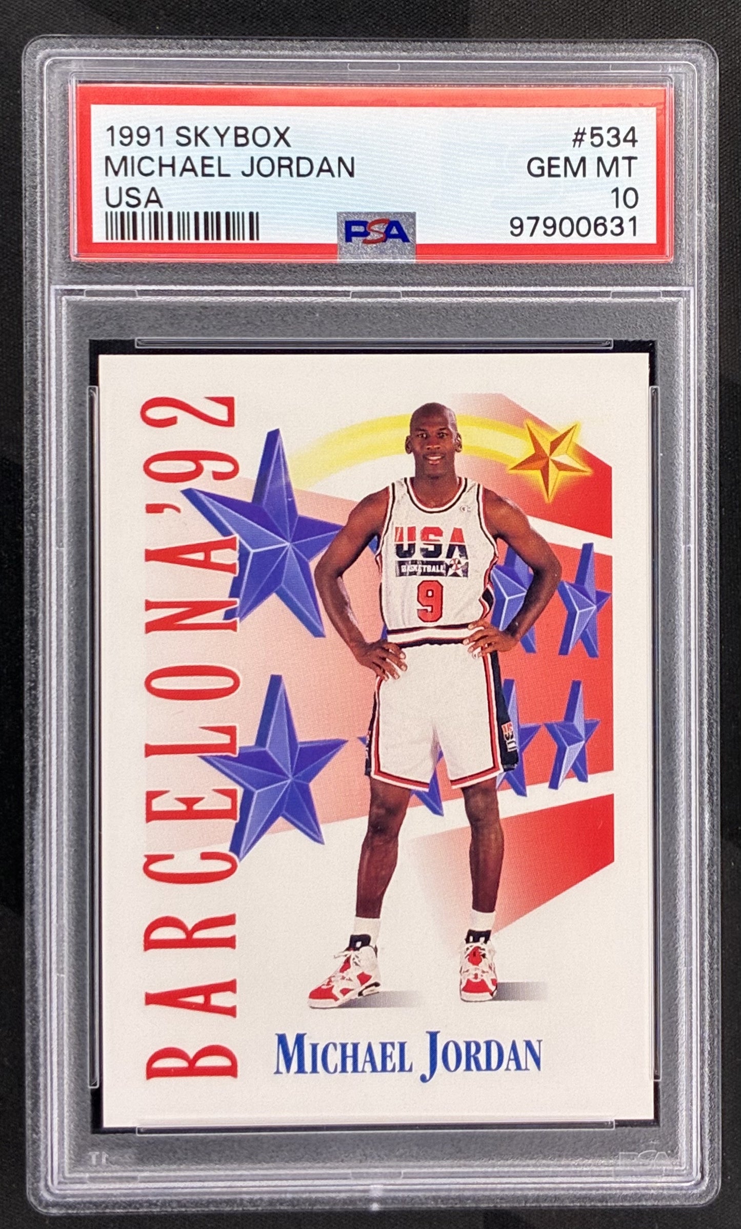 Michael Jordan 1991 SkyBox USA Basketball 534 PSA 10 Gem Mint USA Basketball Card Collectible Graded Card Vintage NBA Collectible