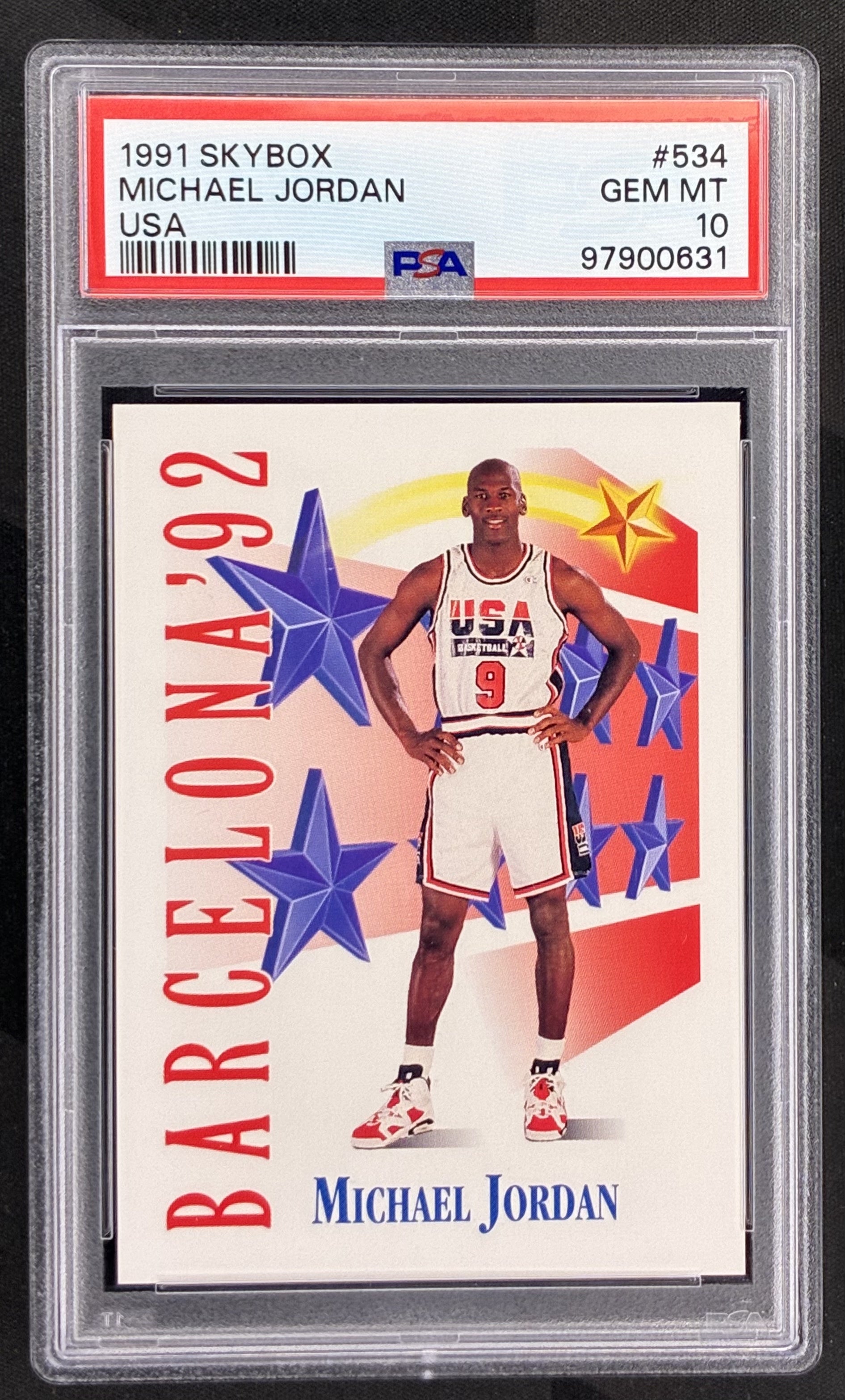 Michael Jordan 1991 SkyBox USA Basketball 534 PSA 10 Gem Mint USA Basketball Card Collectible Graded Card Vintage NBA Collectible