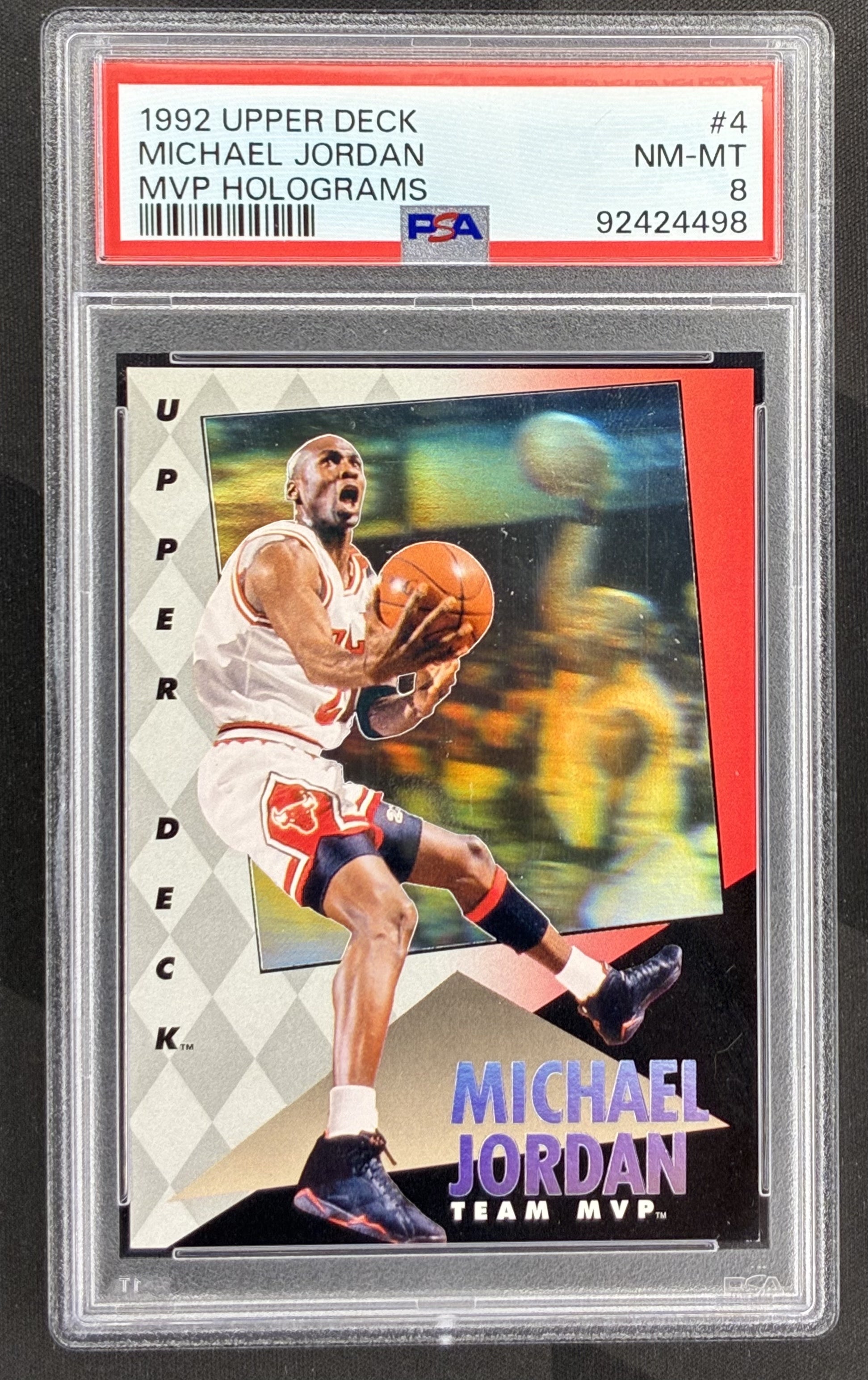 Michael Jordan 1992 Upper Deck MVP Holograms 4 PSA 9 Mint Chicago Bulls Basketball Card Collectible Graded Hologram Insert Card Vintage NBA Collectible