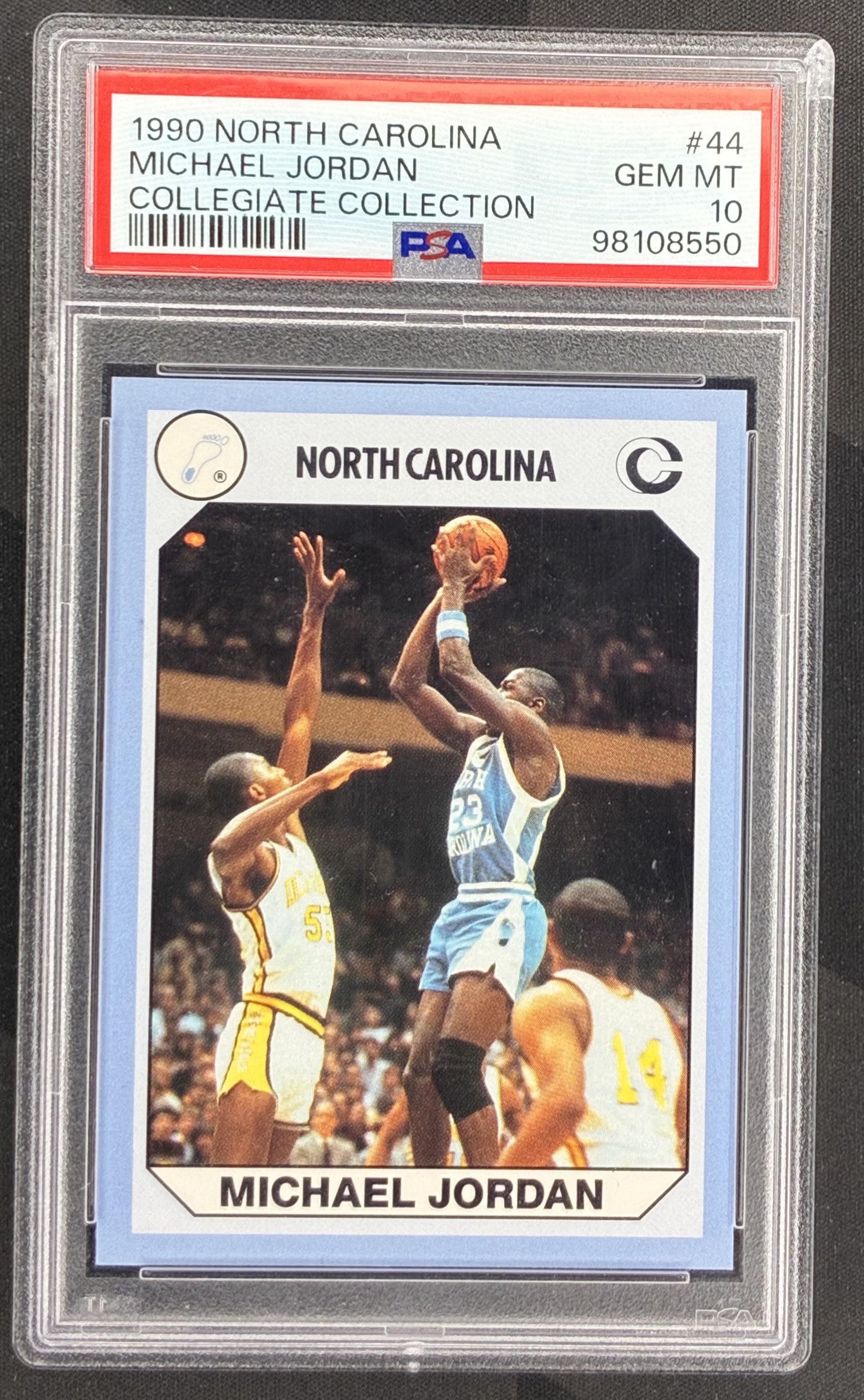 Buy Michael Jordan 1990 Collegiate Collection North Carolina #44 PSA 10 Gem Mint. High-grade Tar Heels era collectible of the NBA legend.
