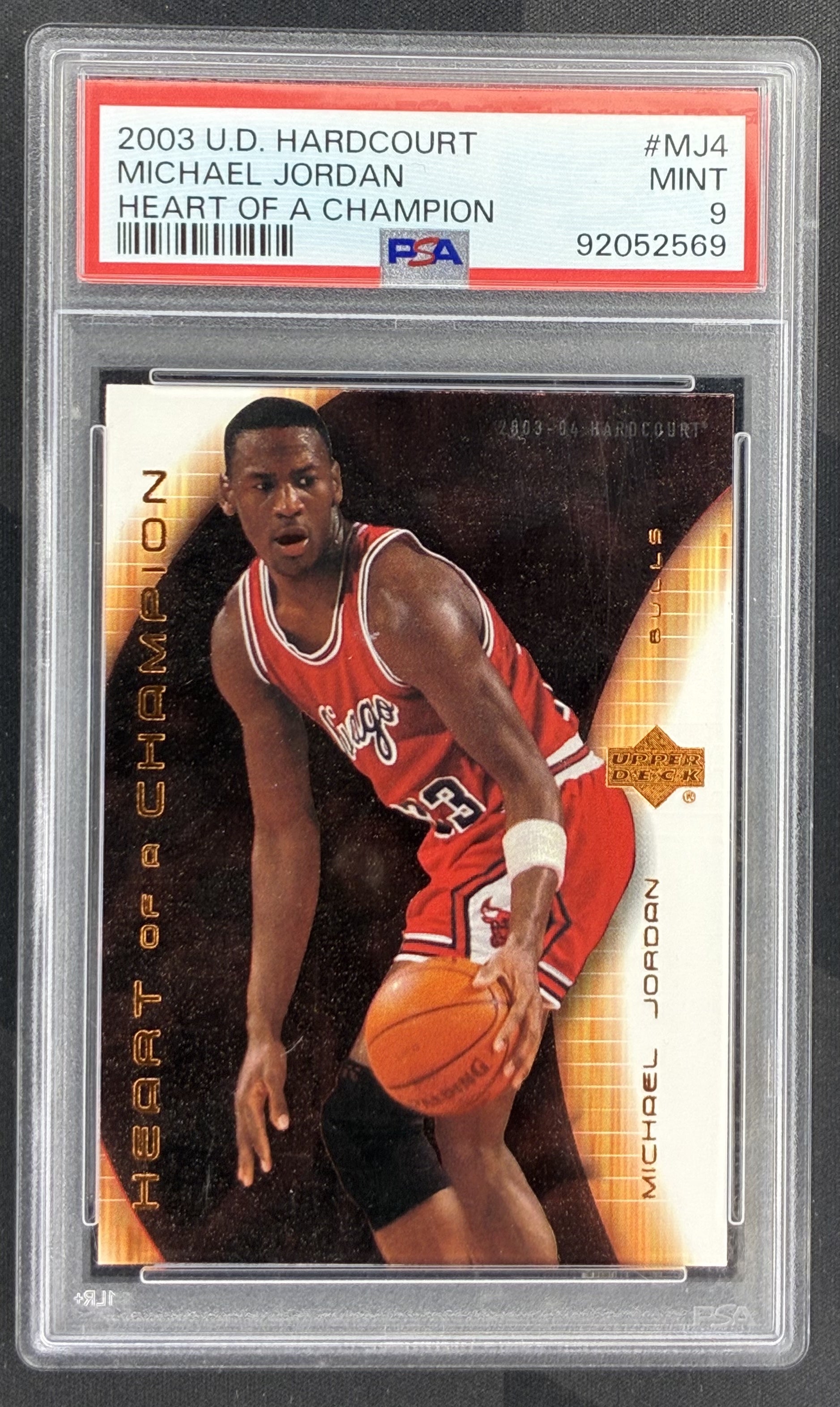 Michael Jordan 2003 Upper Deck Hardcourt Heart of a Champion MJ4 PSA 9 Mint Washington Wizards Basketball Card Collectible Graded Insert Card