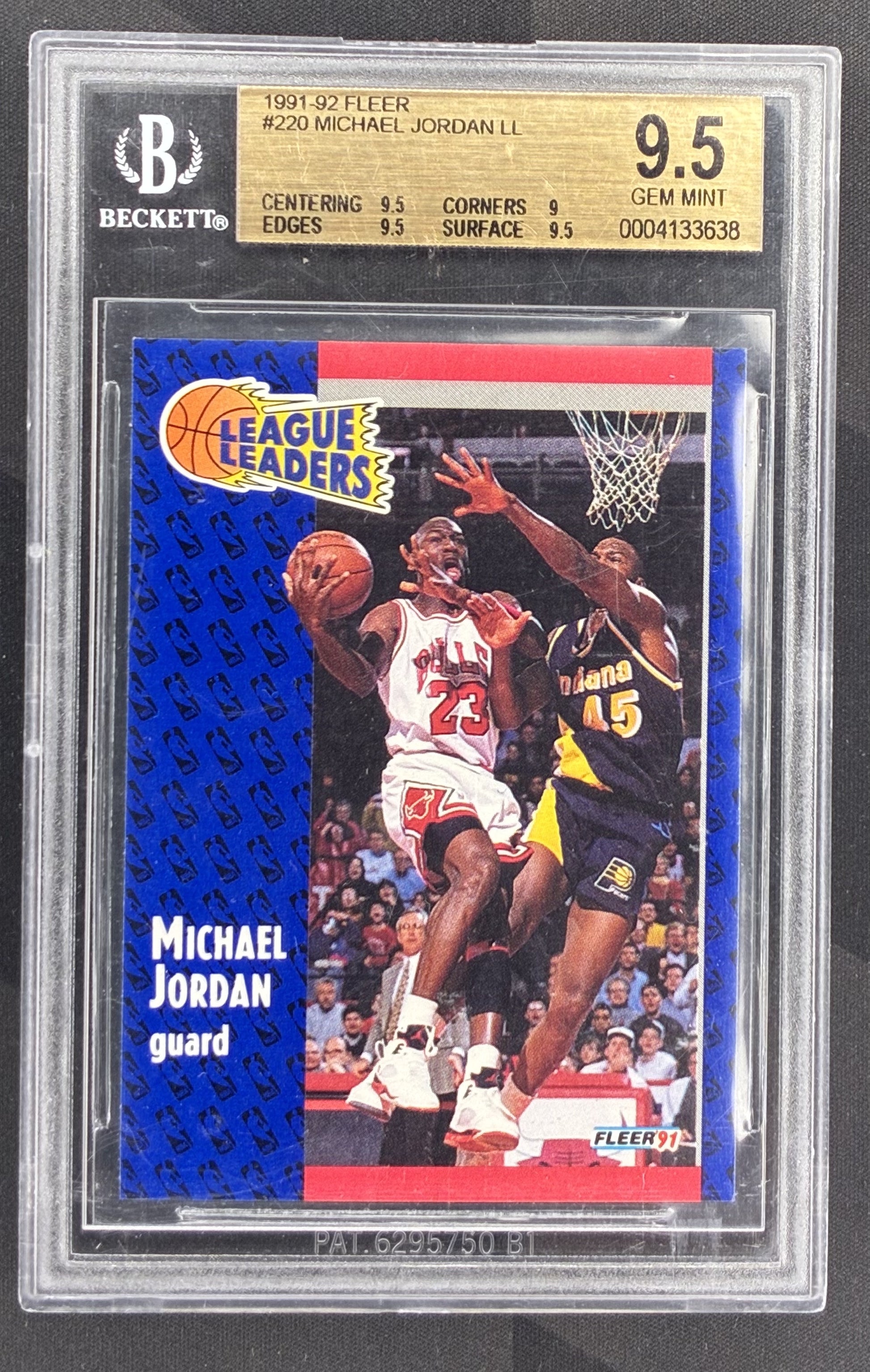 Michael Jordan 1991 Fleer League Leaders 220 BGS 9.5 Gem Mint Chicago Bulls Basketball Card Collectible Graded Card Vintage NBA Collectible