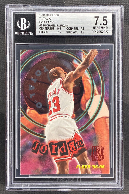 1995-96 Fleer Total O Michael Jordan #2 BGS 7.5 Chicago Bulls basketball card vintage NBA insert Beckett graded collectible.