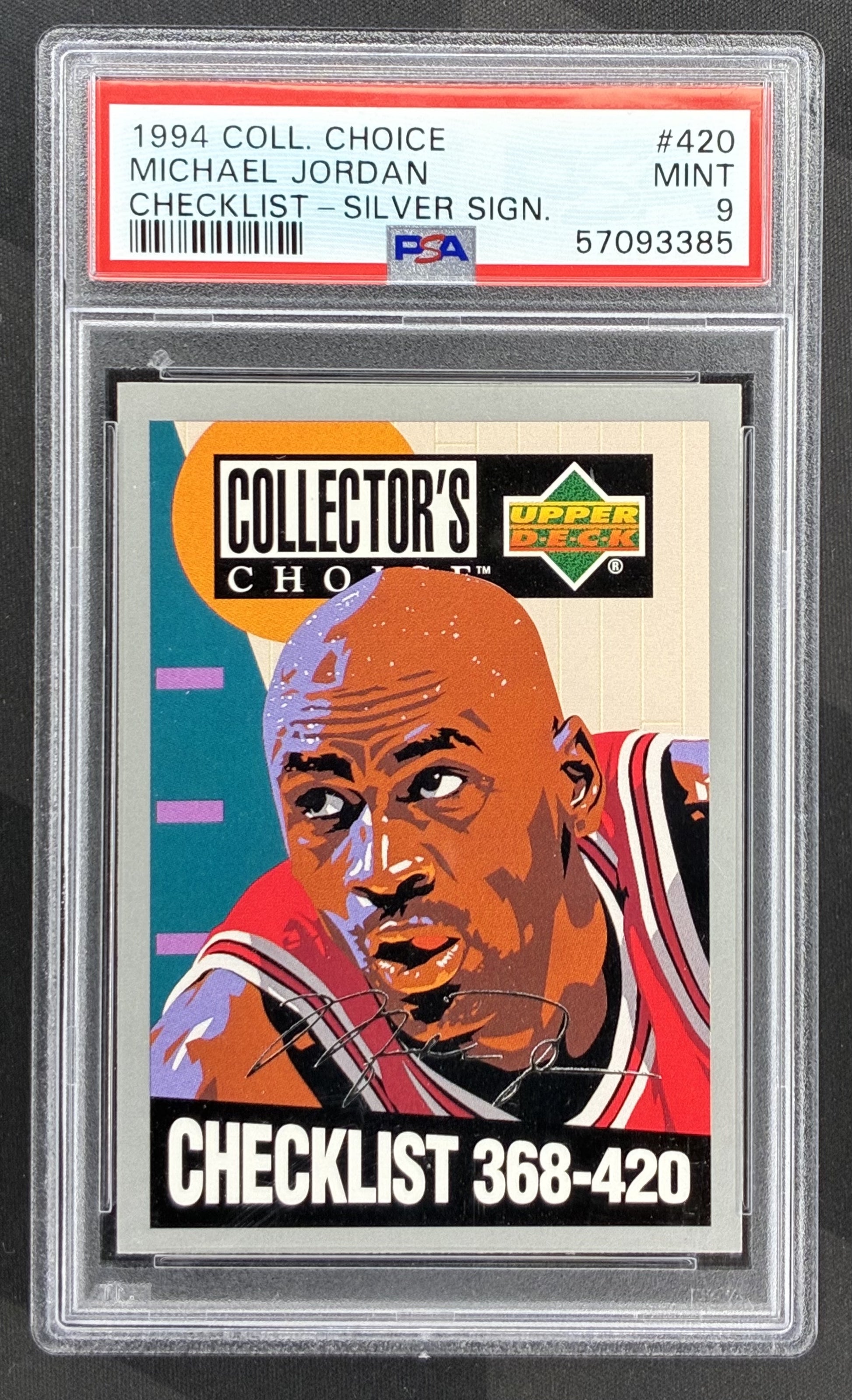 1994 Collector's Choice Silver Signature Michael Jordan #420 PSA 9 Chicago Bulls basketball card Hall of Fame vintage NBA collectible.