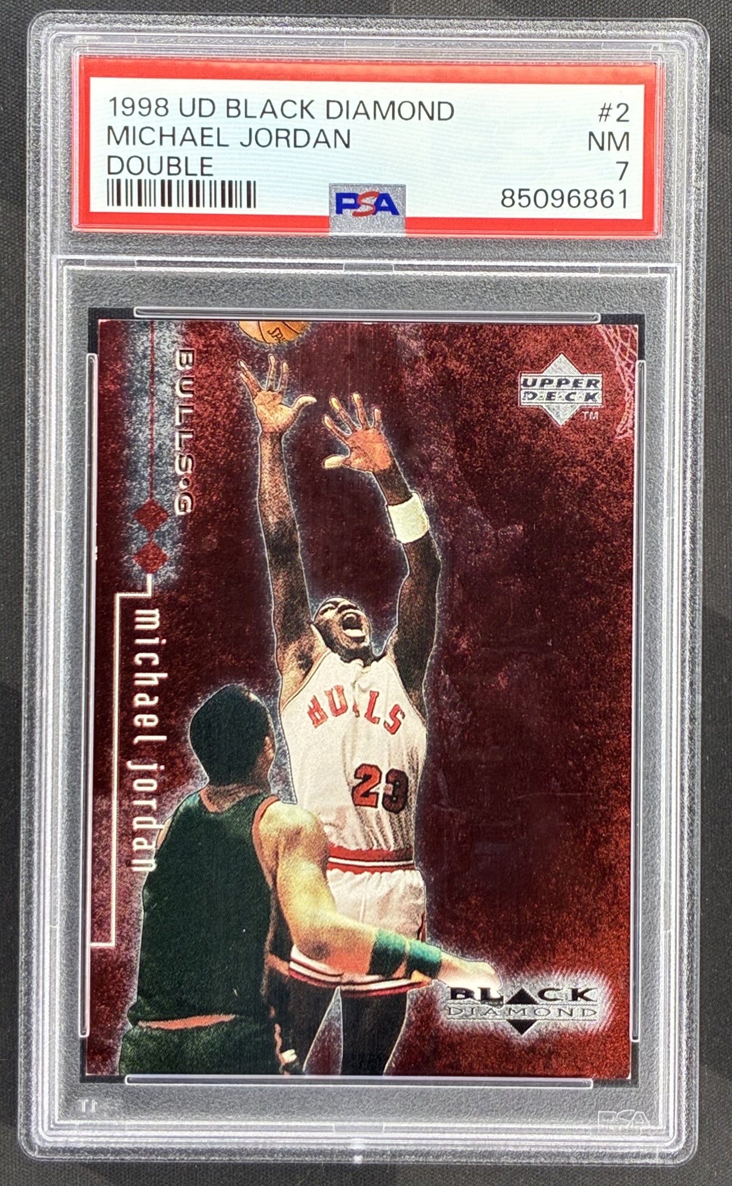 1998-99 Upper Deck Black Diamond Michael Jordan #3 Double Diamond /3000 PSA 7 Chicago Bulls basketball card serial numbered collectible.