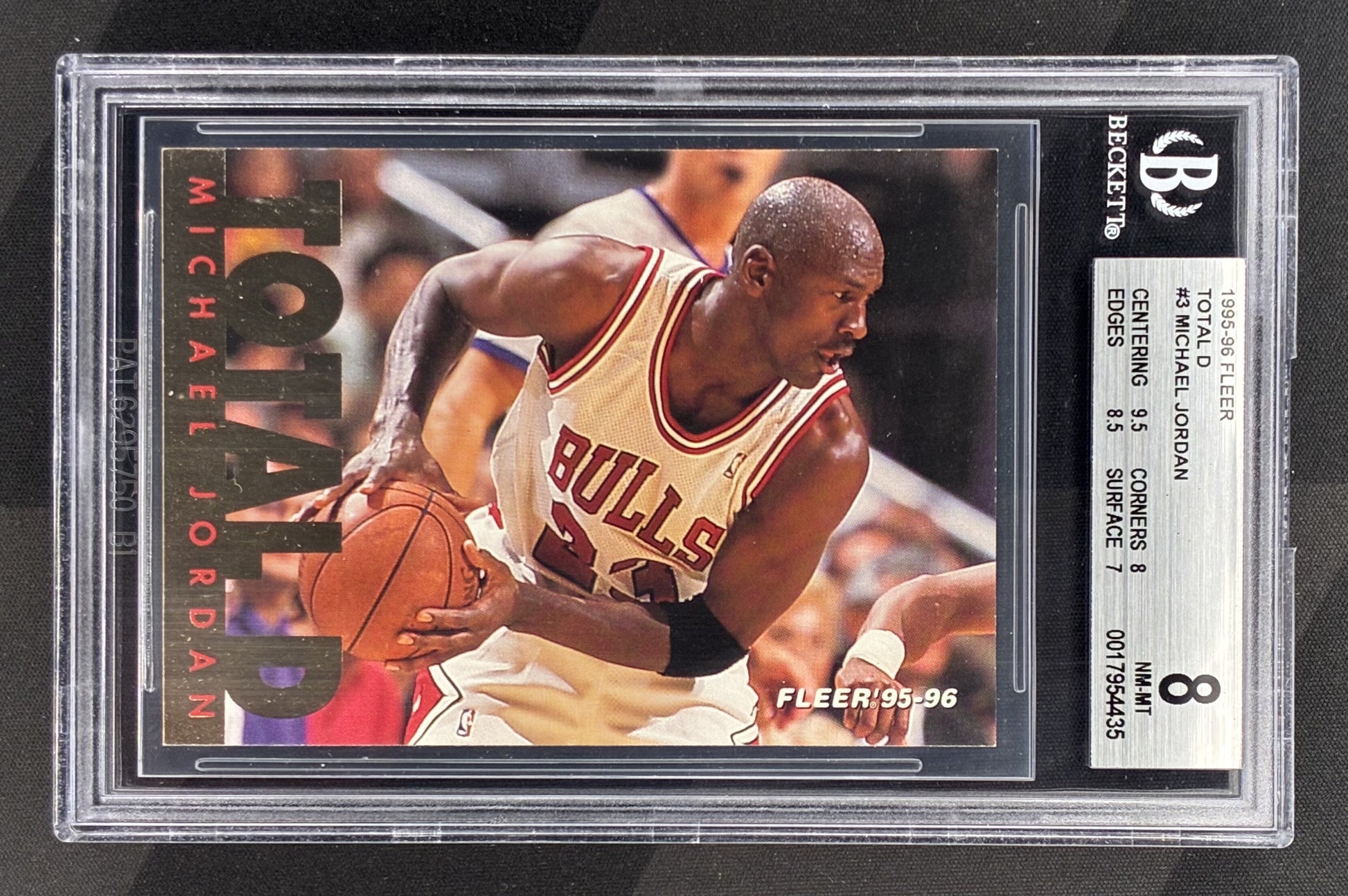 1995-96 Fleer Total D Michael Jordan #3 BGS 8 Mint Chicago Bulls basketball card vintage NBA insert collectible.