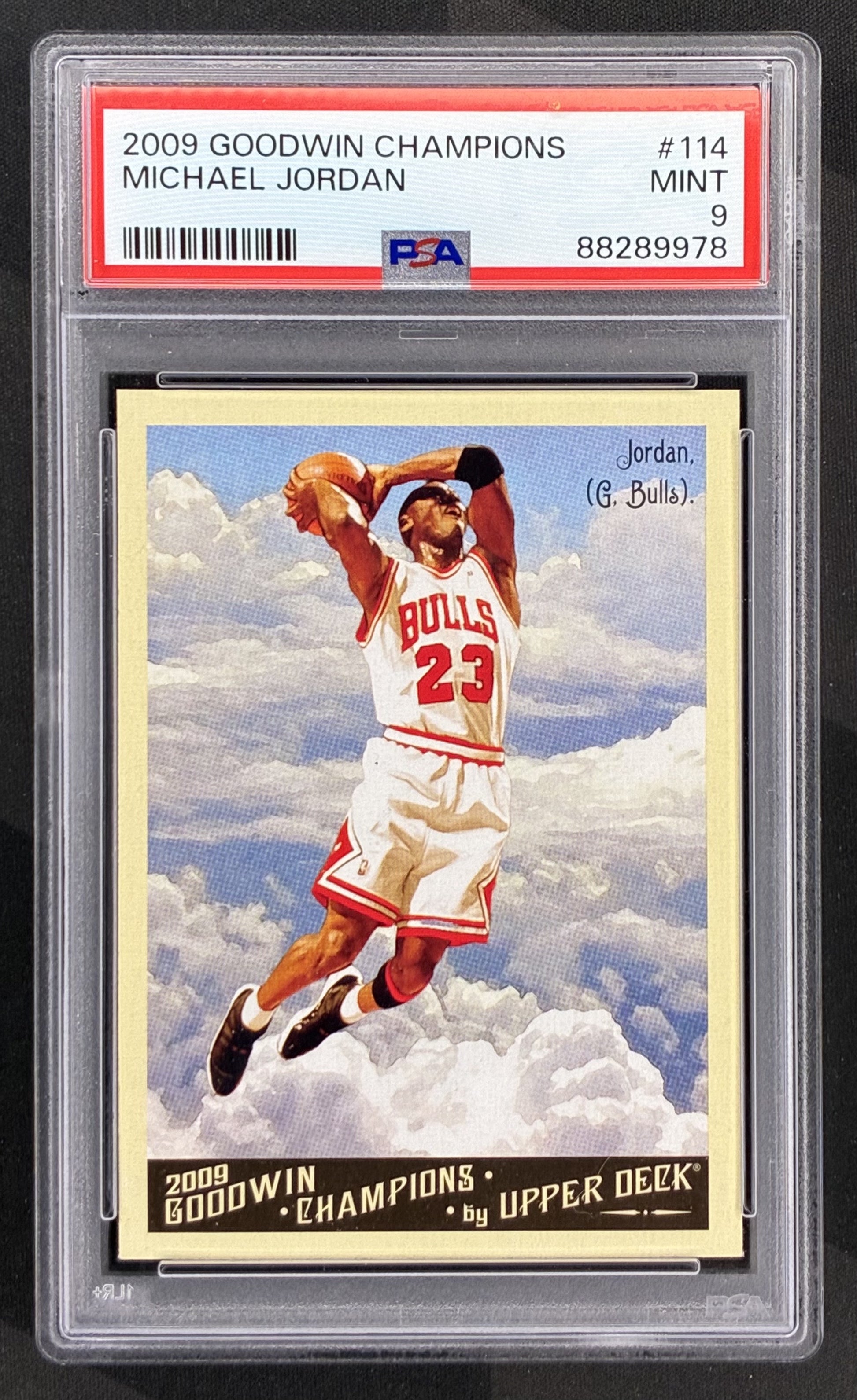 2009 Upper Deck Goodwin Champions Michael Jordan #114 PSA 9 Mint basketball card Hall of Fame collectible graded by PSA.