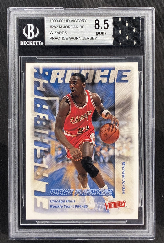 1999-00 UD Victory Michael Jordan #282 Wizards Jersey BGS 8.5 NM-MT+ graded basketball card.