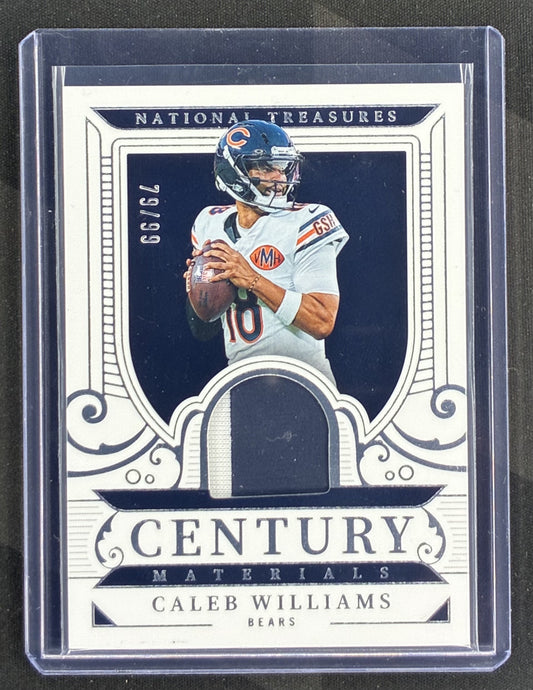2025 Panini National Treasures Caleb Williams Century Materials Patch /99 Chicago Bears NFL trading card.