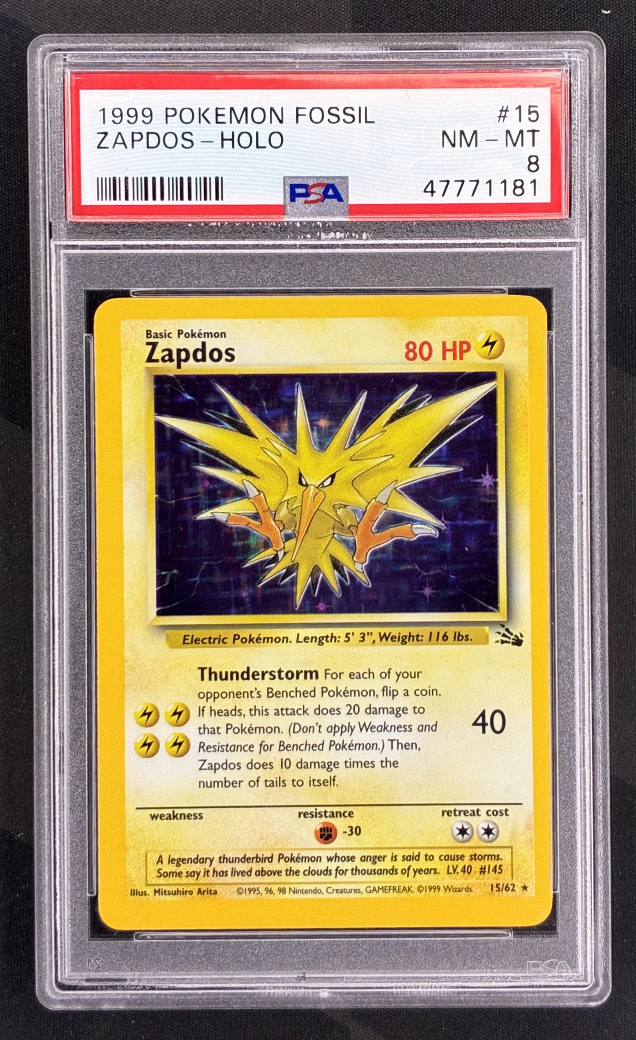 Pokémon Zapdos 15/62 Fossil Holo PSA 8 NM-MT – Urban Empire