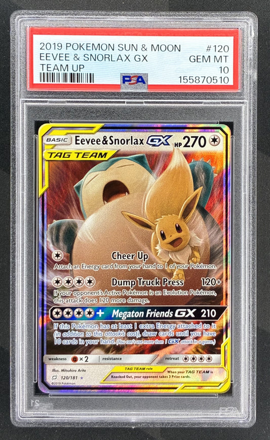 2019 Pokémon Eevee & Snorlax GX 120/181 Team Up PSA 10 Gem Mint