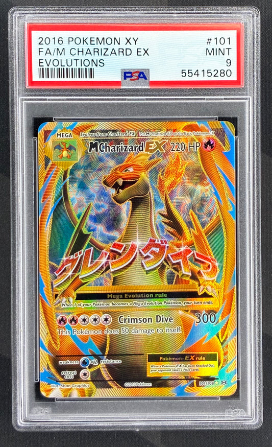 Pokémon XY Evolutions Full Art Ultra Rare Mega Charizard EX #101/108 PSA 9 Mint