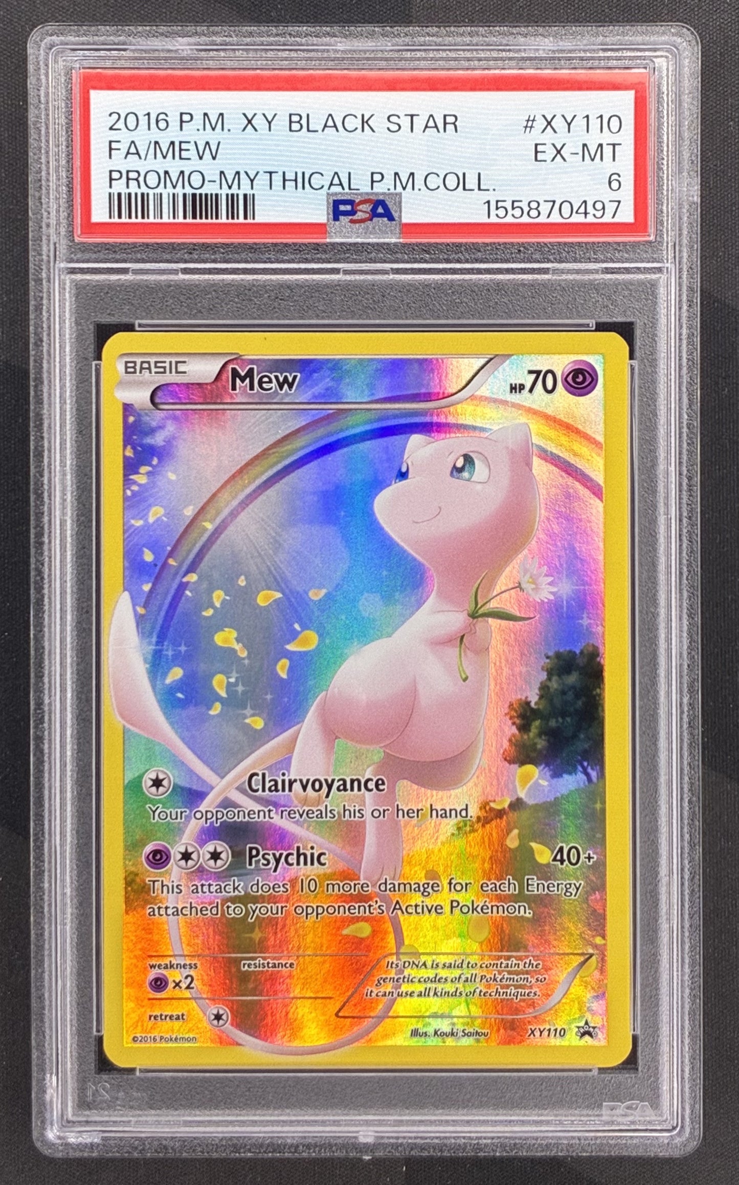 2016 Pokémon Mew EX XY110 XY Black Star Promo Full Art Holo PSA 6 EX-MT graded English trading card.
