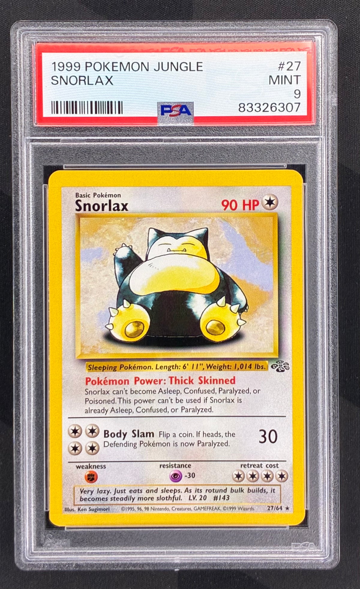 PSA 9 Snorlax 27/64 Jungle Unlimited Pokemon