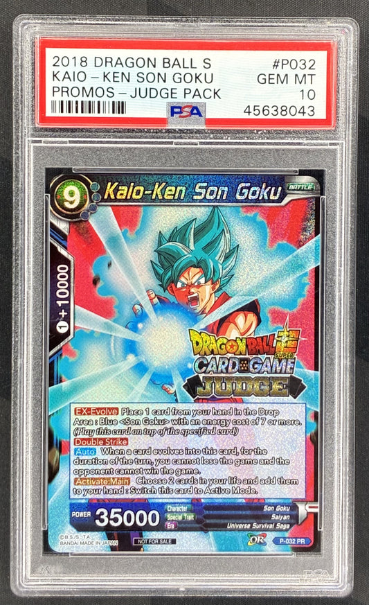 2018 Dragon Ball Super Kaio-Ken Son Goku P-032 Judge Pack Promo PSA 10 Gem Mint graded trading card