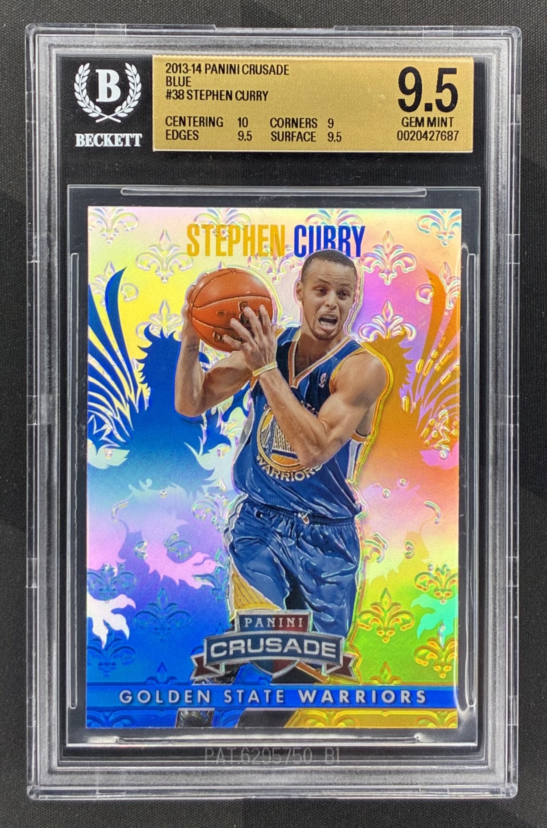 2013 Panini Crusade Stephen Curry Blue Prizm #38 BGS 9.5 Gem Mint graded NBA trading card.