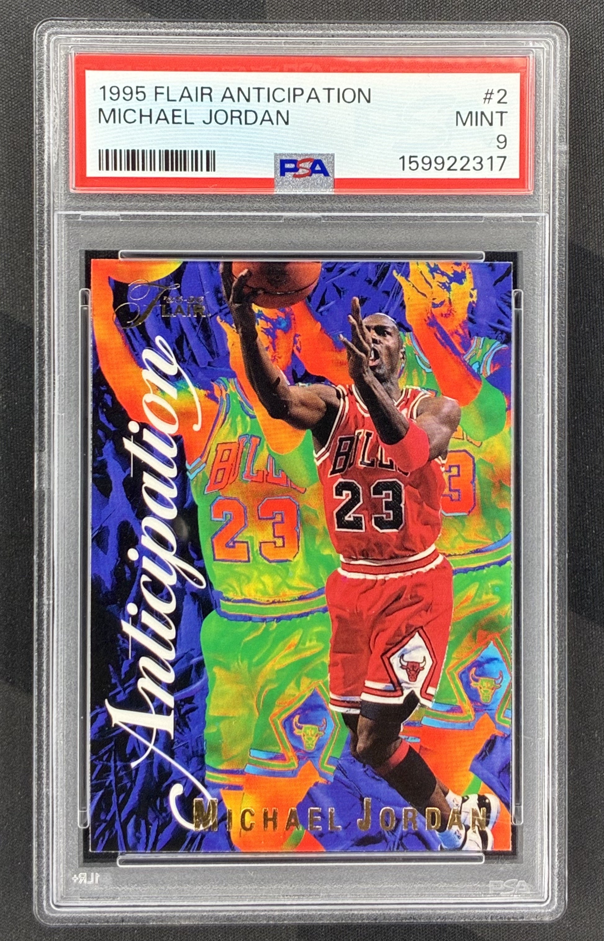 1995 Flair Anticipation #2 Michael Jordan basketball card professionally graded PSA 9 Mint.