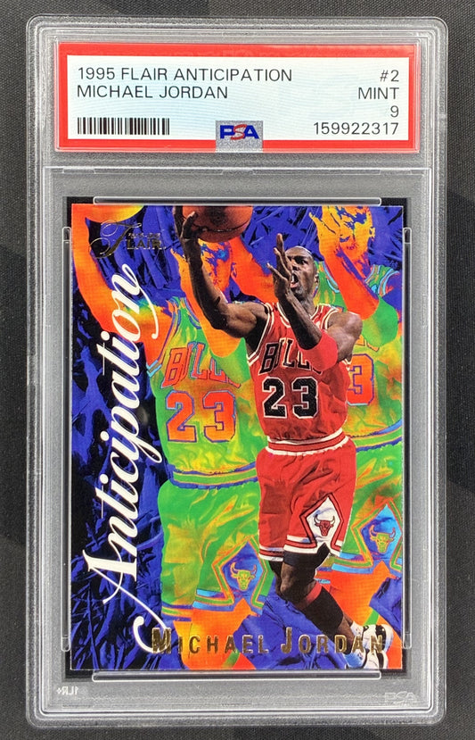 1995 Flair Anticipation #2 Michael Jordan basketball card professionally graded PSA 9 Mint.