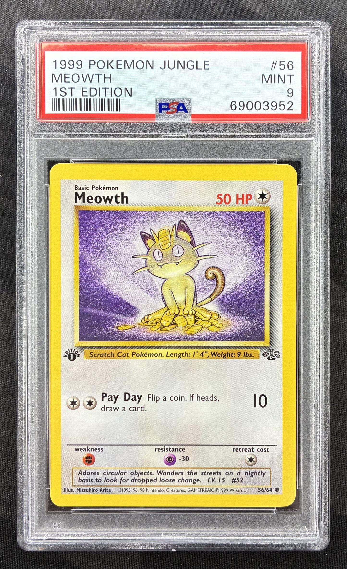 PSA 9 Meowth – 1999 Pokémon Jungle 1st Edition