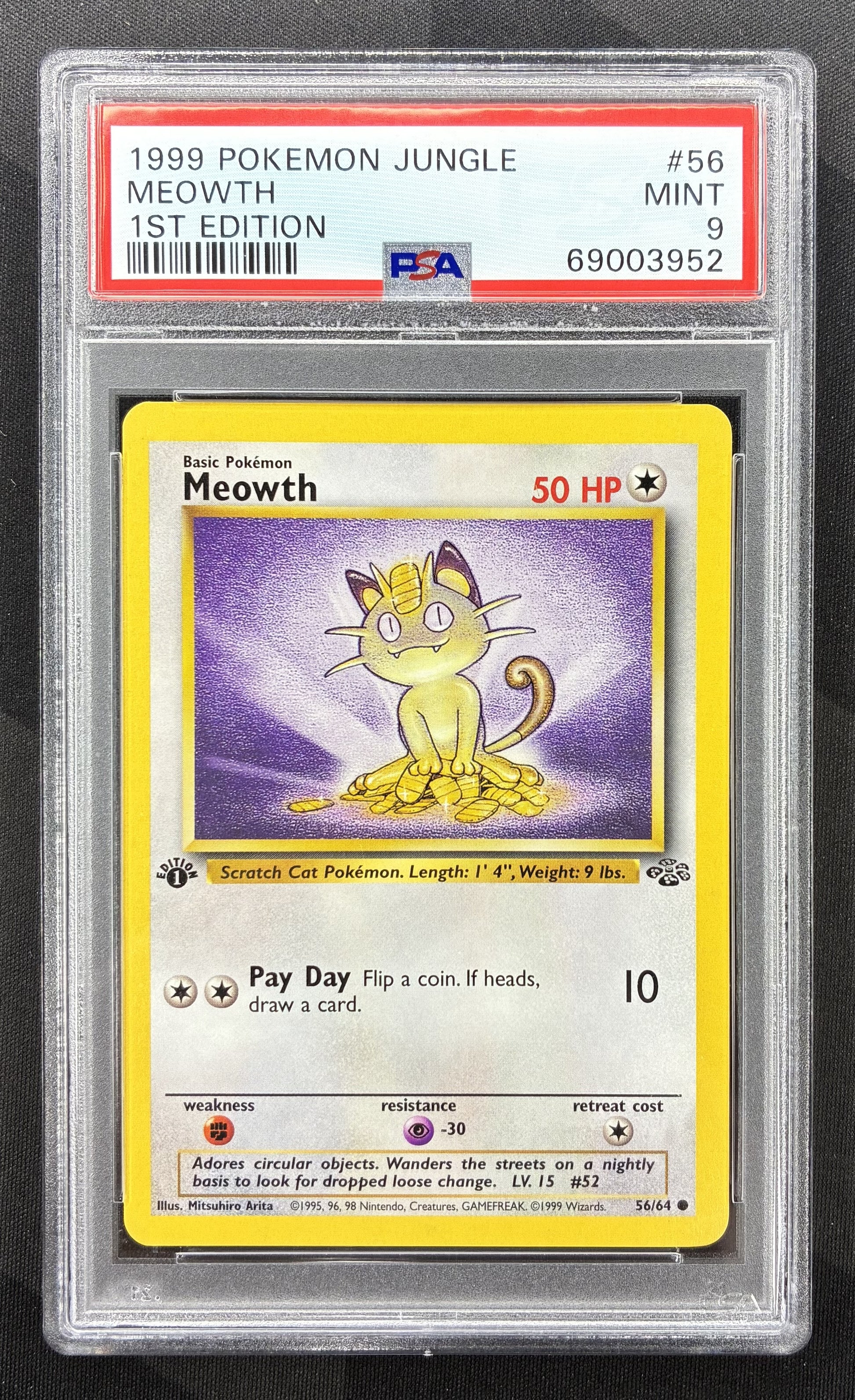 PSA 9 Meowth – 1999 Pokémon Jungle 1st Edition