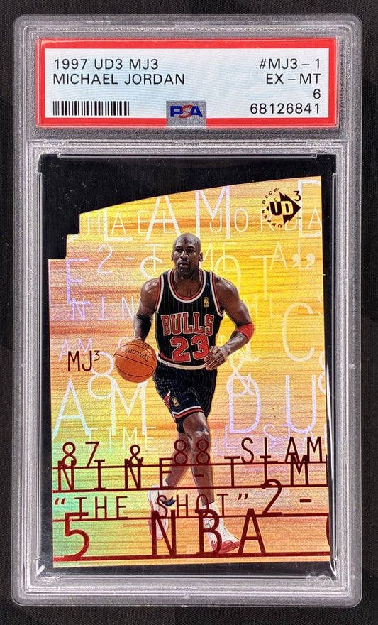 1997-98 Upper Deck UD3 MJ3-1 Michael Jordan Chicago Bulls insert card professionally graded PSA 6 EX-MT.
