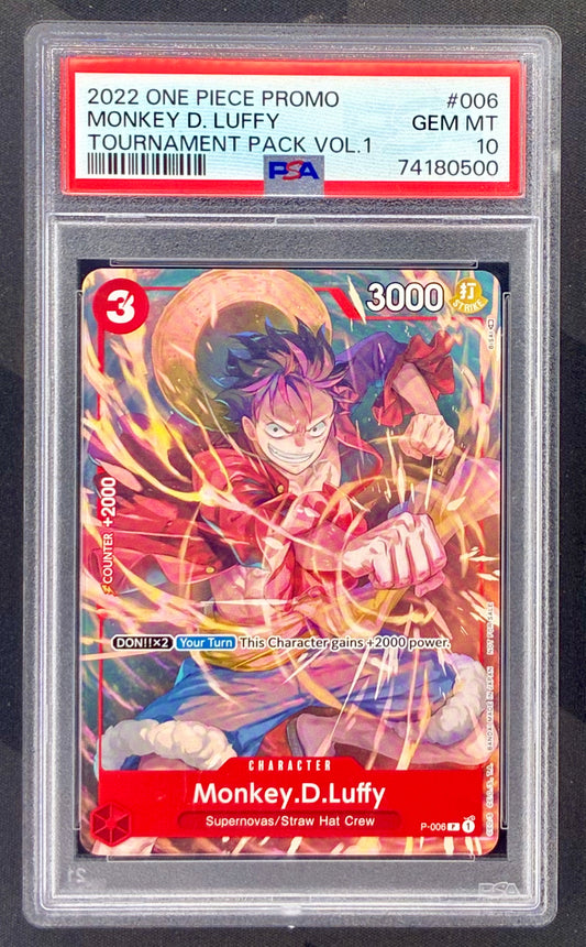 PSA 10 Monkey D Luffy P-006 (2022) Tournament Pack Vol 1 One Piece