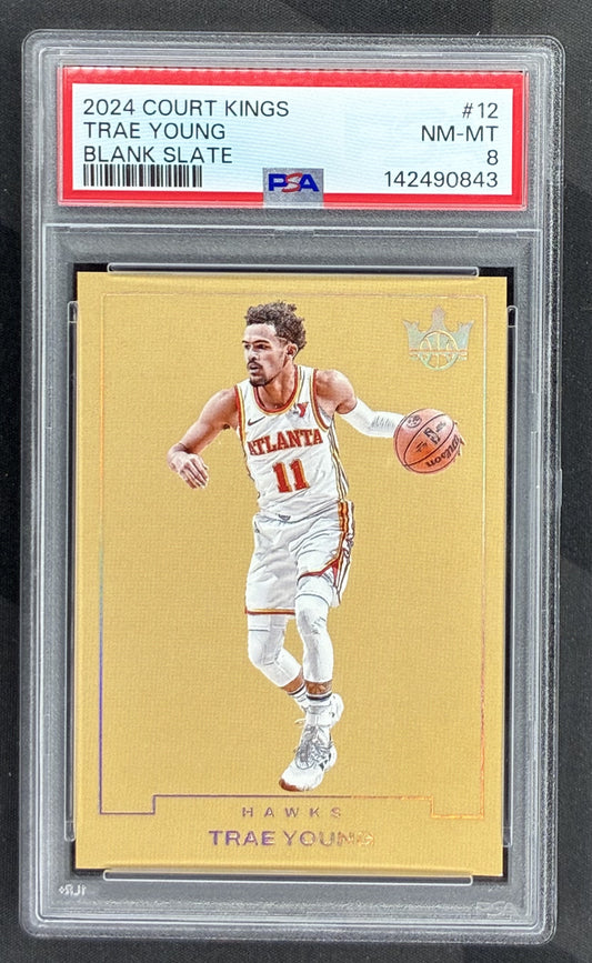 2024 Panini Court Kings Blank Slate Trae Young #12 Atlanta Hawks Case Hit SSP card graded PSA 8 Near Mint-Mint.