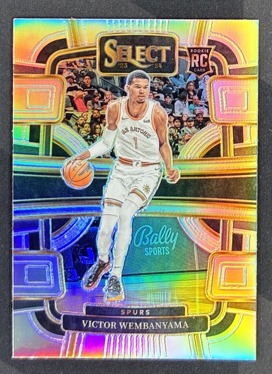 2023-24 Panini Select Victor Wembanyama True Silver Prizm Concourse Rookie Card in Near Mint condition.