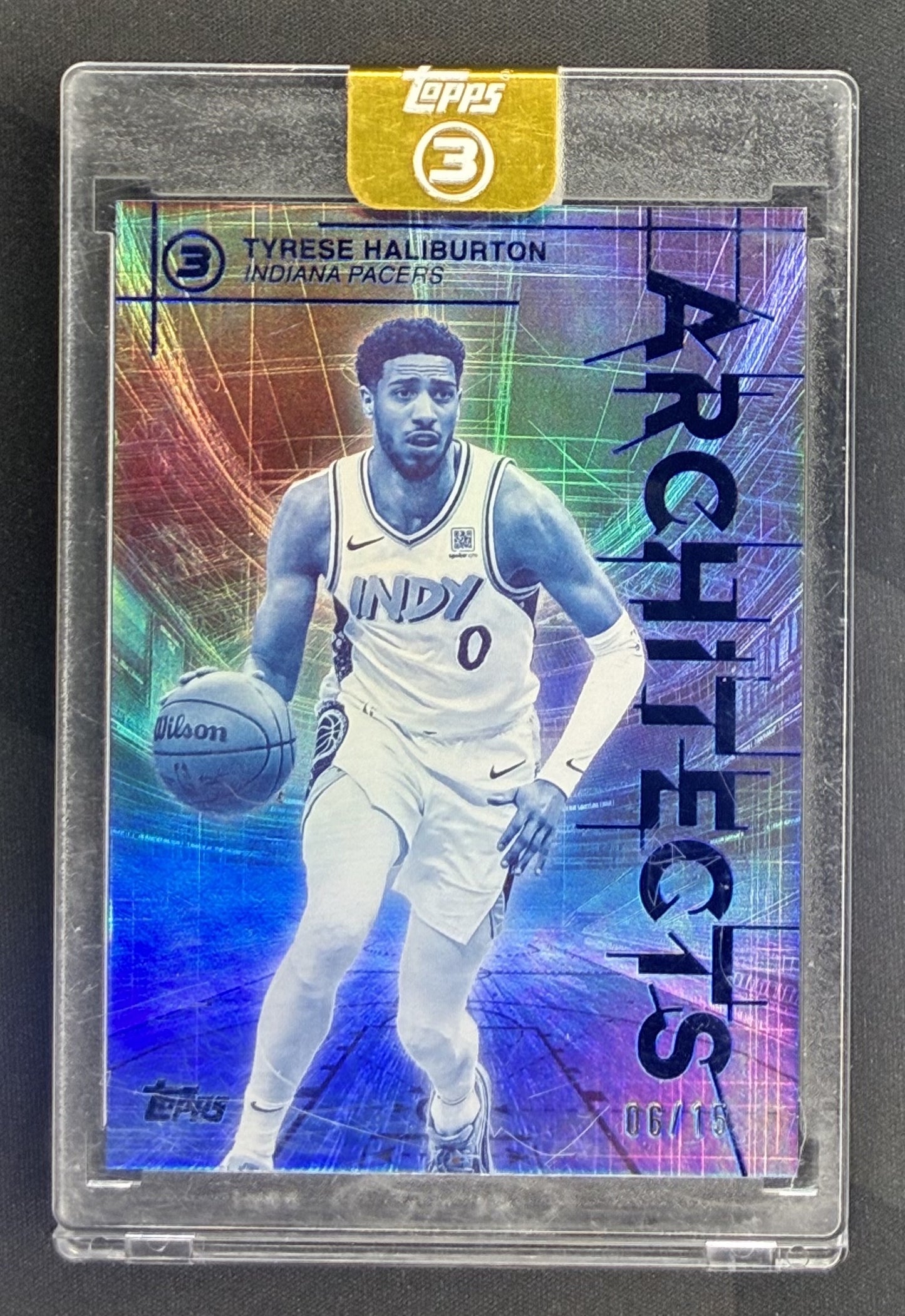 2025-26 Topps Basketball Tyrese Haliburton Architects #AR-21 numbered to 15 factory sealed trading card.