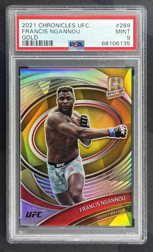 2021 Panini Chronicles UFC Spectra Francis Ngannou Gold /10 PSA 9 Mint