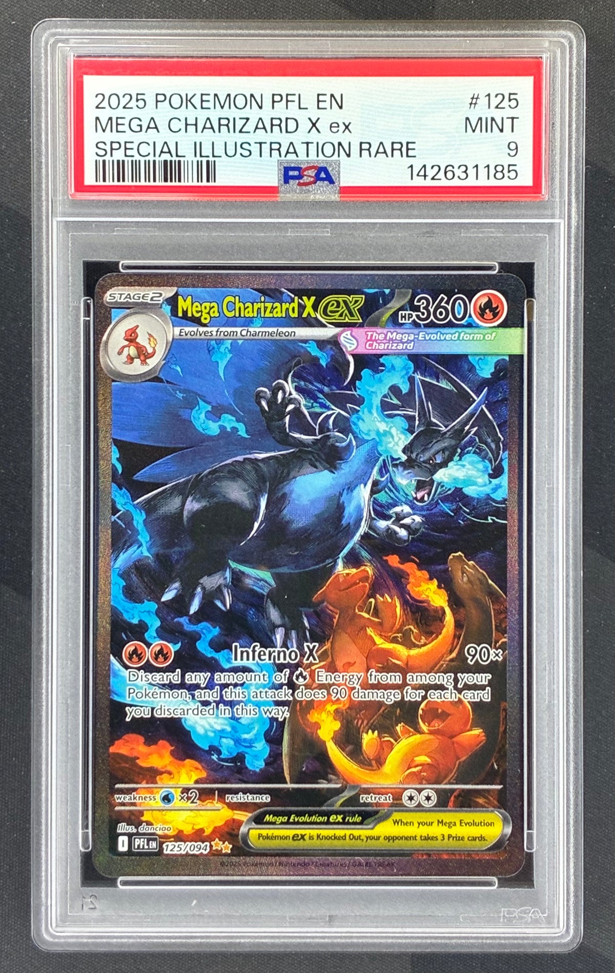 Pokémon Mega Charizard X ex 125/094 Phantasmal Flames SIR PSA 9 Mint