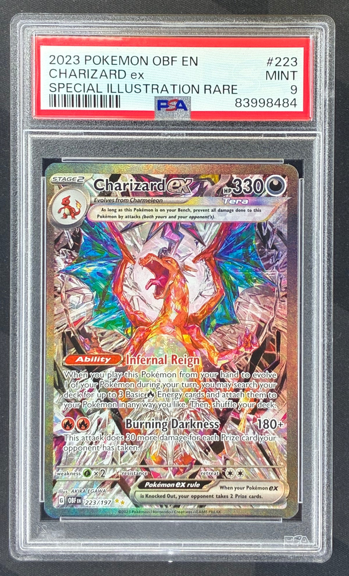 Pokémon TCG Charizard ex 223/197 Obsidian Flames Holo – PSA 9 Mint