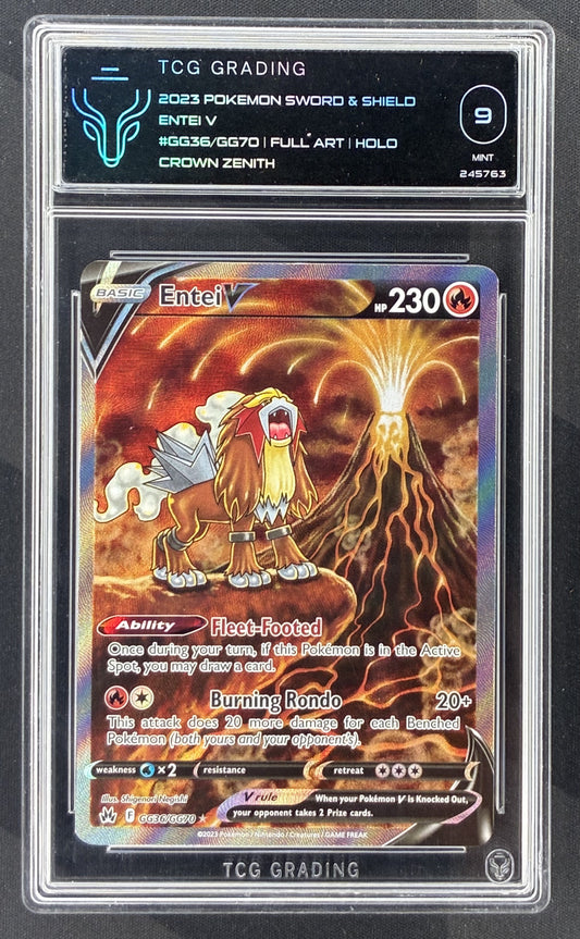 2023 Pokémon Crown Zenith Entei V GG36/GG70 Galarian Gallery card graded TCG 9.