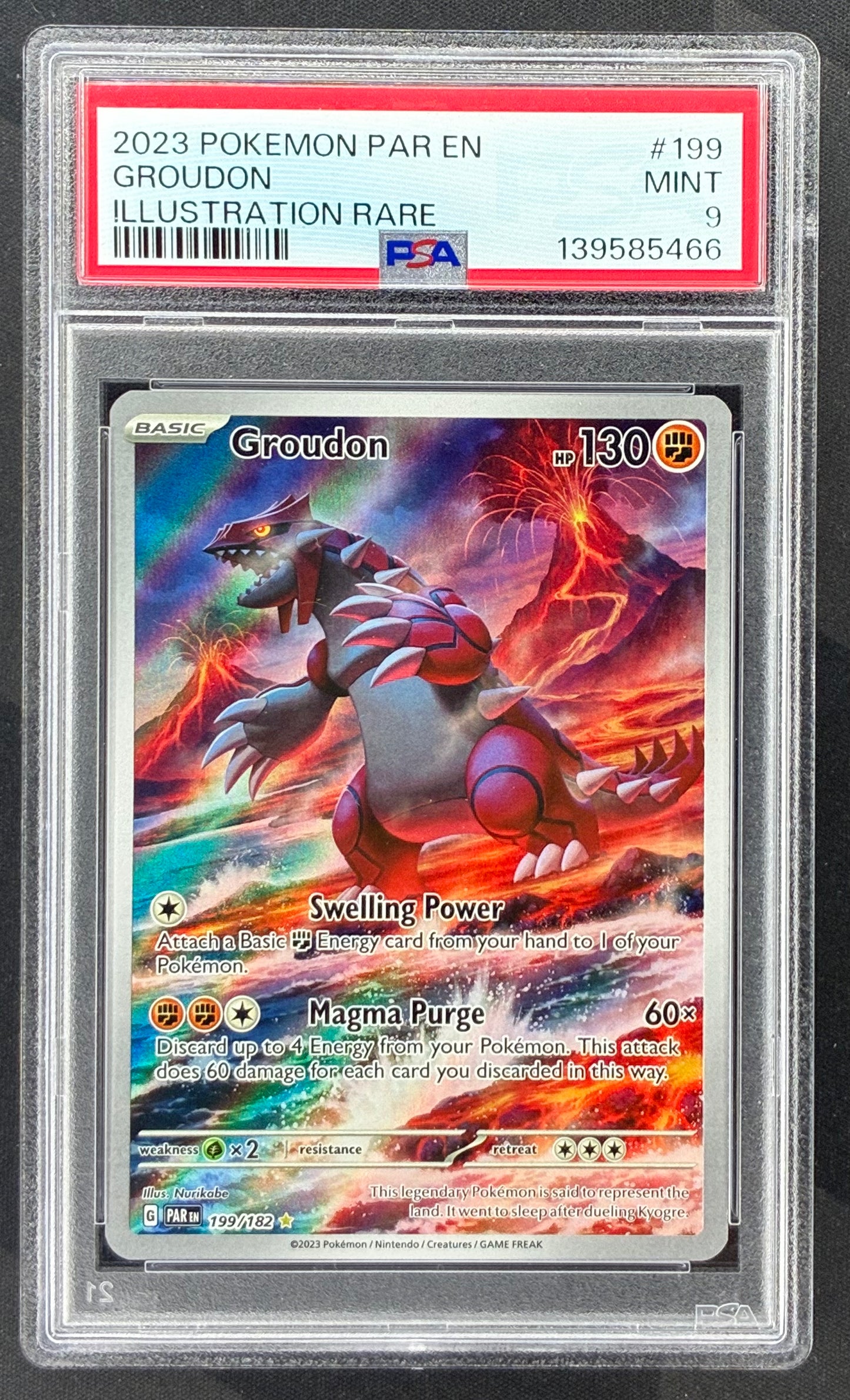 PSA 9 Groudon 199/182 Paradox Rift Illustration Rare