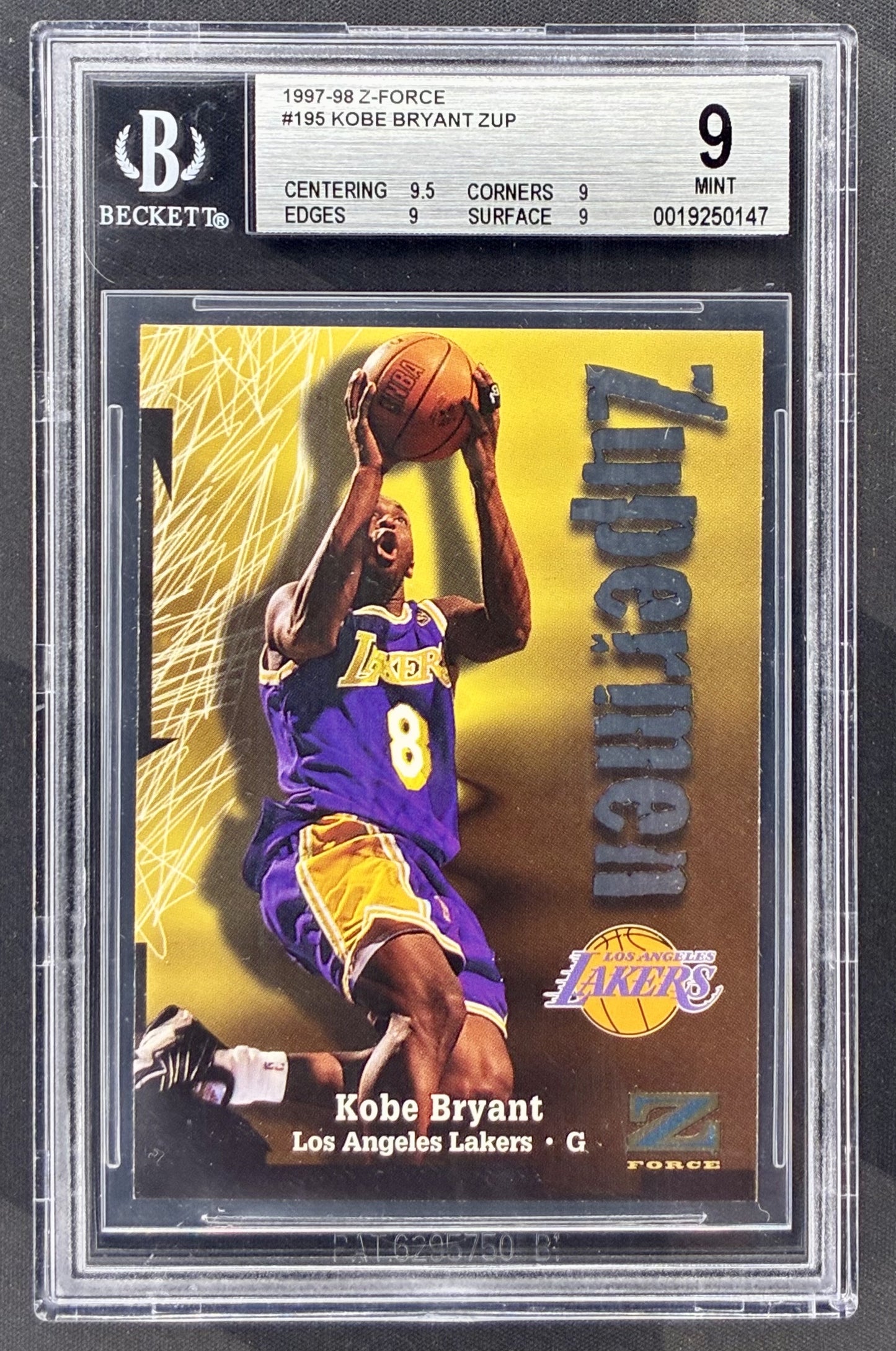 1997-98 SkyBox Z-Force Kobe Bryant Zupermen #195 BGS 9 Mint