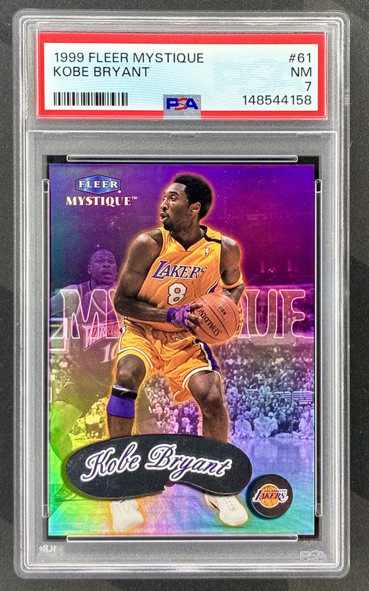 1999-00 Fleer Mystique Kobe Bryant #5 Los Angeles Lakers basketball card graded PSA 7 Near Mint.