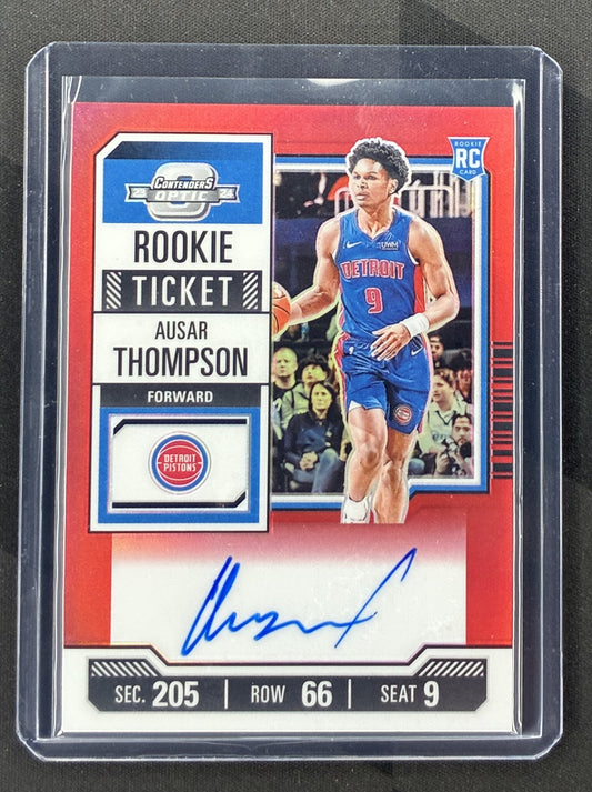 2023-24 Panini Contenders Optic Ausar Thompson Rookie Ticket Red autograph card numbered /99