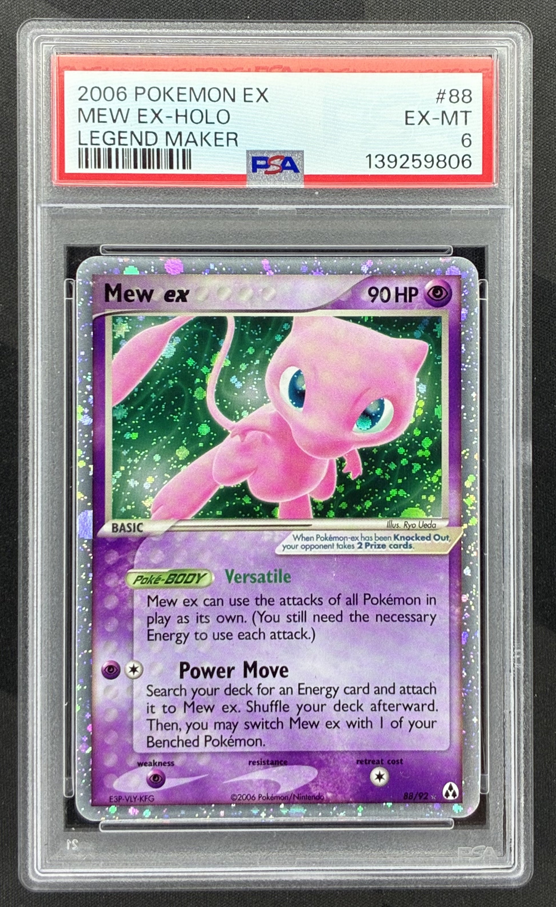 2006 Pokémon EX Legend Maker Mew ex Holo 88/92 English card graded PSA 6 EX-MT.
