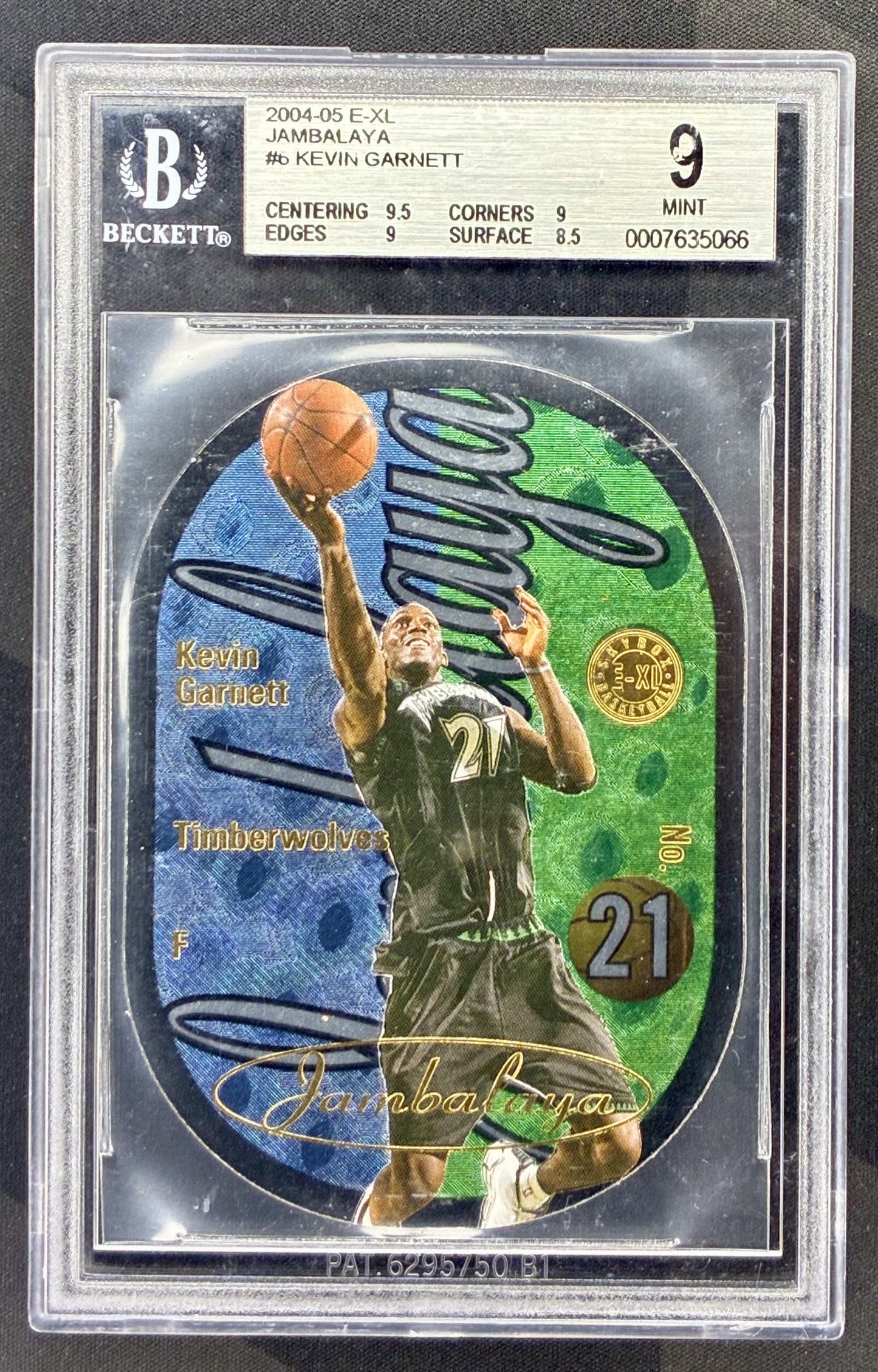 2004-05 Fleer E-XL Kevin Garnett Jambalaya #6 die-cut Minnesota Timberwolves basketball card graded BGS 9 Mint.