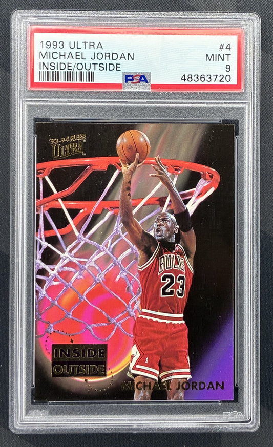 1993-94 Fleer Ultra Michael Jordan Inside Outside #4 Chicago Bulls basketball insert graded PSA 9 Mint.