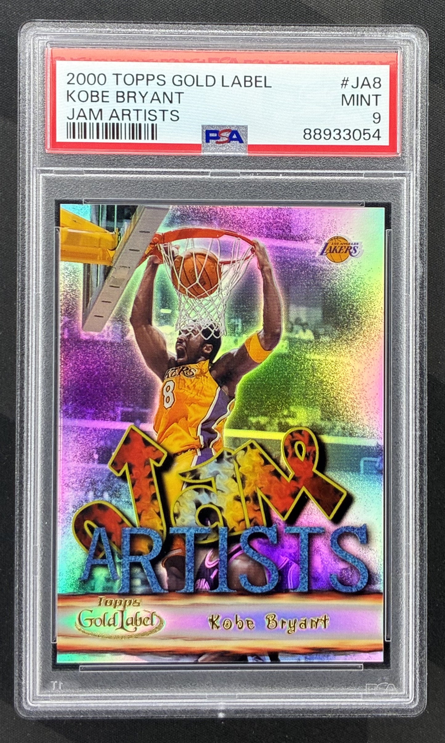2000-01 Topps Gold Label Kobe Bryant Jam Artists #JA8 Los Angeles Lakers basketball insert graded PSA 9 Mint.