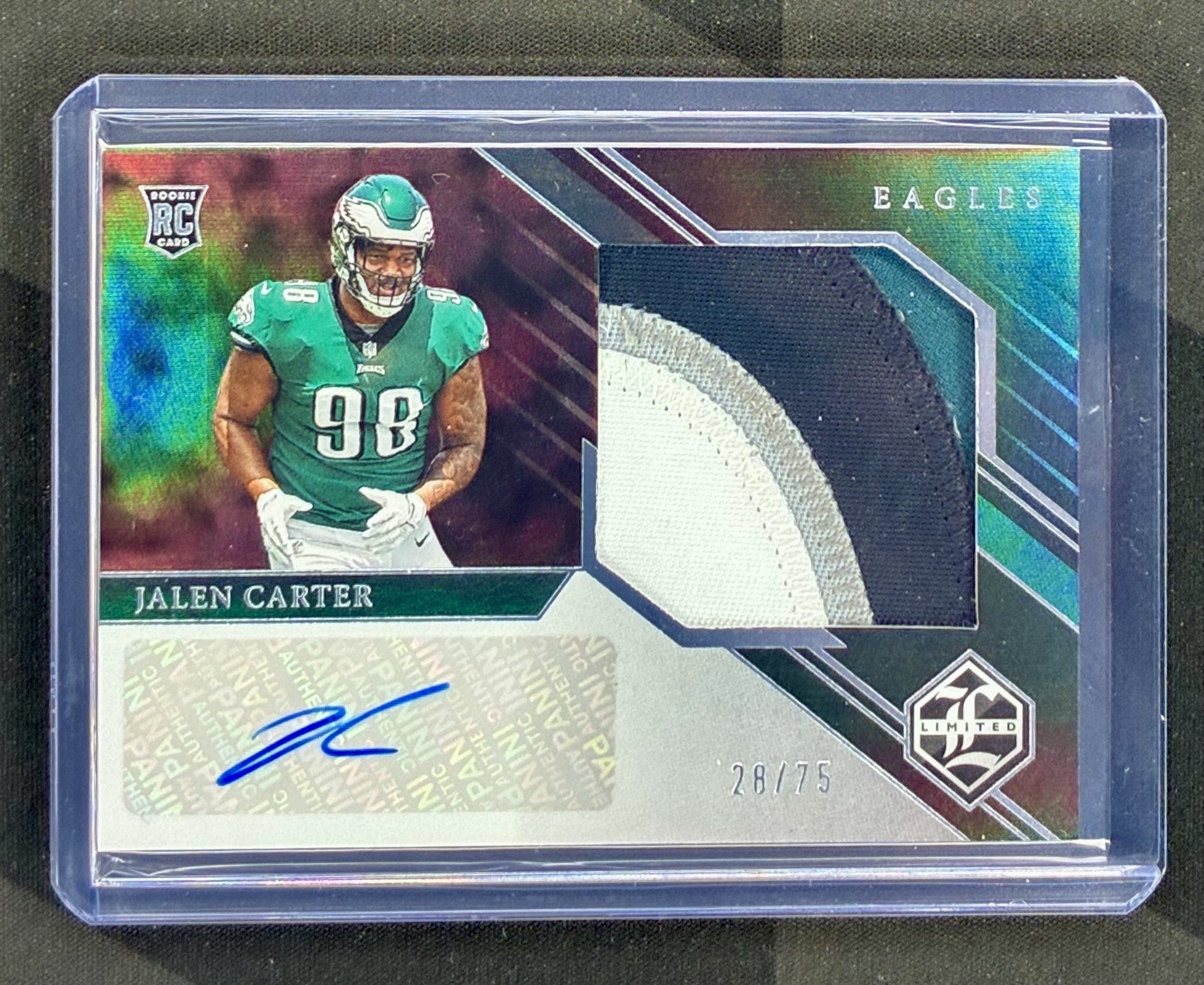 2023 Panini Limited Jalen Carter Rookie Patch Autograph Jumbo #156 numbered /75.