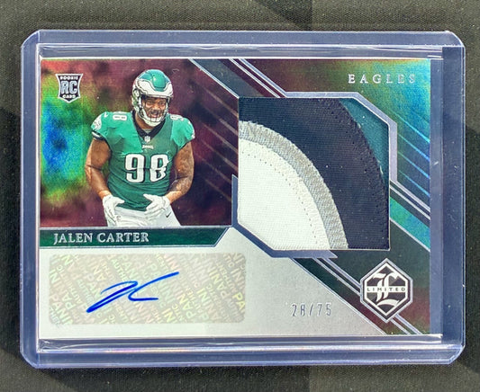 2023 Panini Limited Jalen Carter Rookie Patch Autograph Jumbo #156 numbered /75.