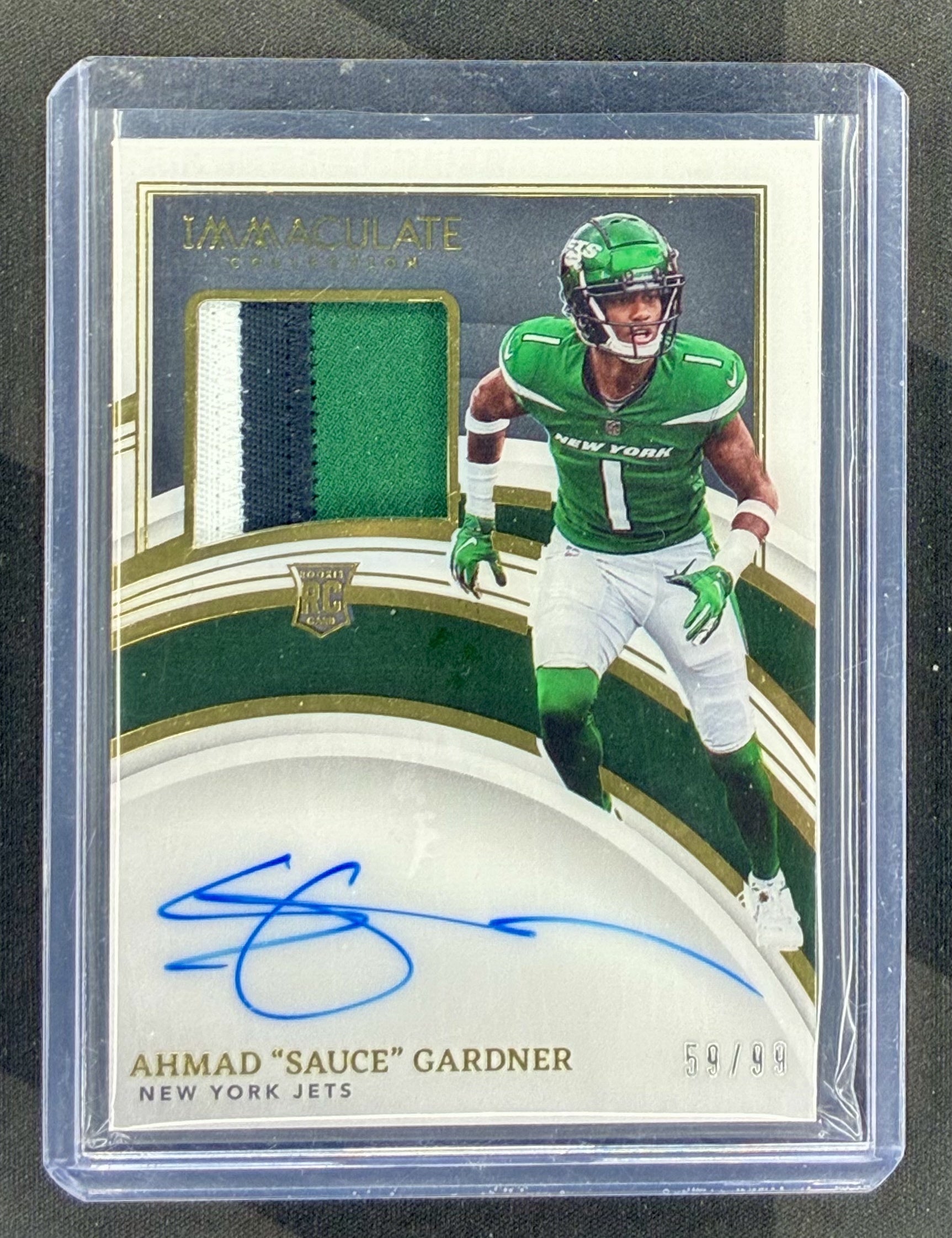 2022 Panini Immaculate Ahmad Sauce Gardner Rookie Patch Autograph #103 numbered /99.